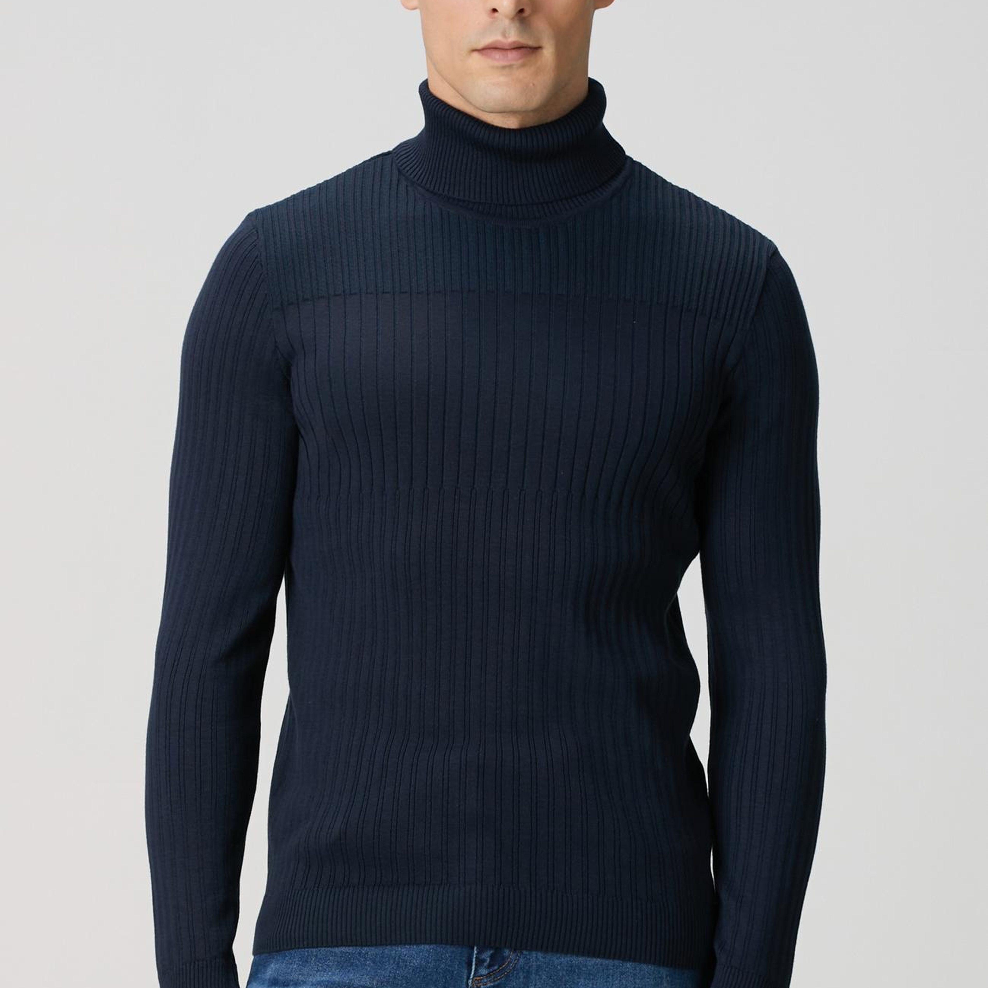 Network Erkek Lacivert Balıkçı Yaka Triko Kazak