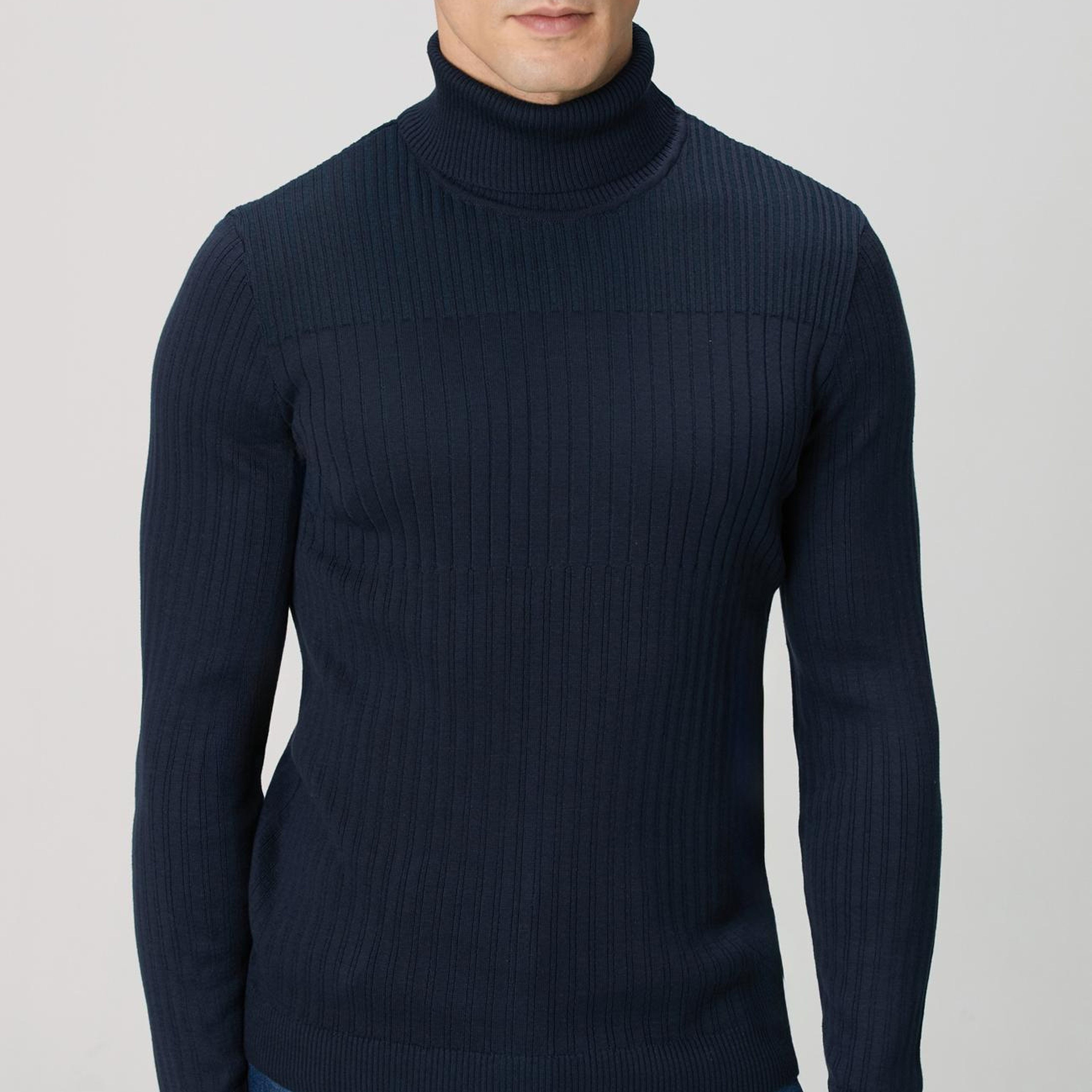 Network Erkek Lacivert Balıkçı Yaka Triko Kazak