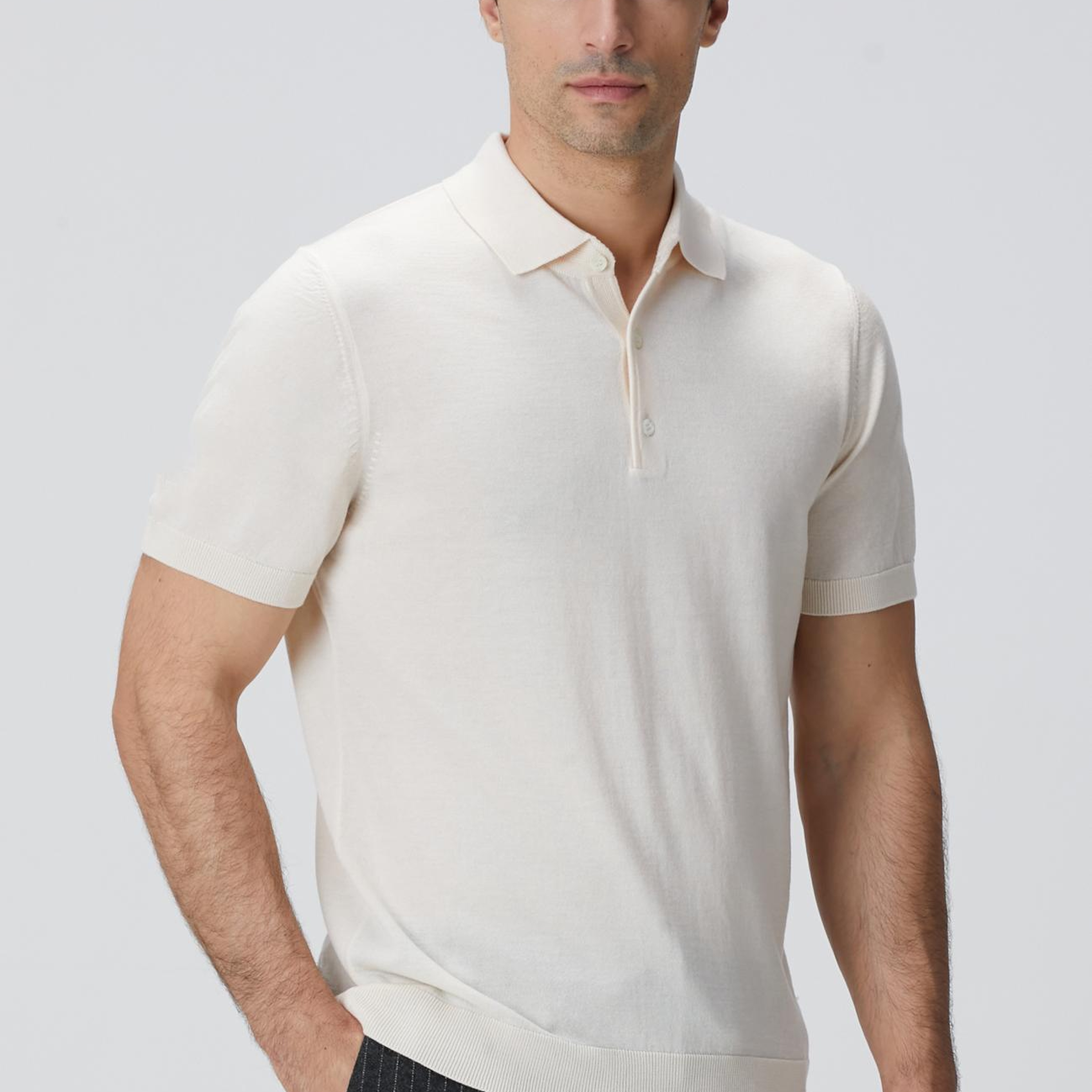 Network Erkek Bej Polo Yaka Triko Kazak