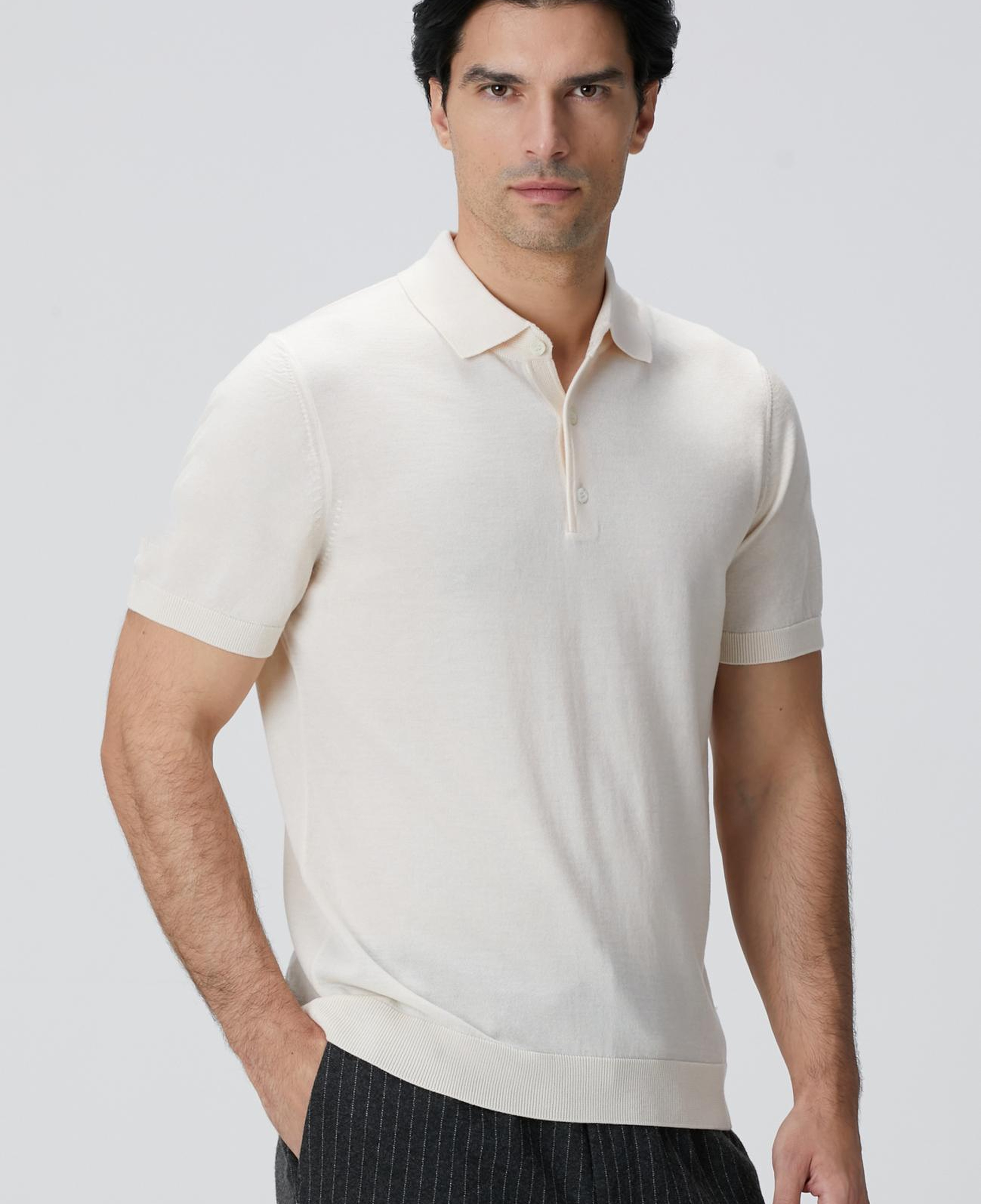 Network Erkek Bej Polo Yaka Triko Kazak