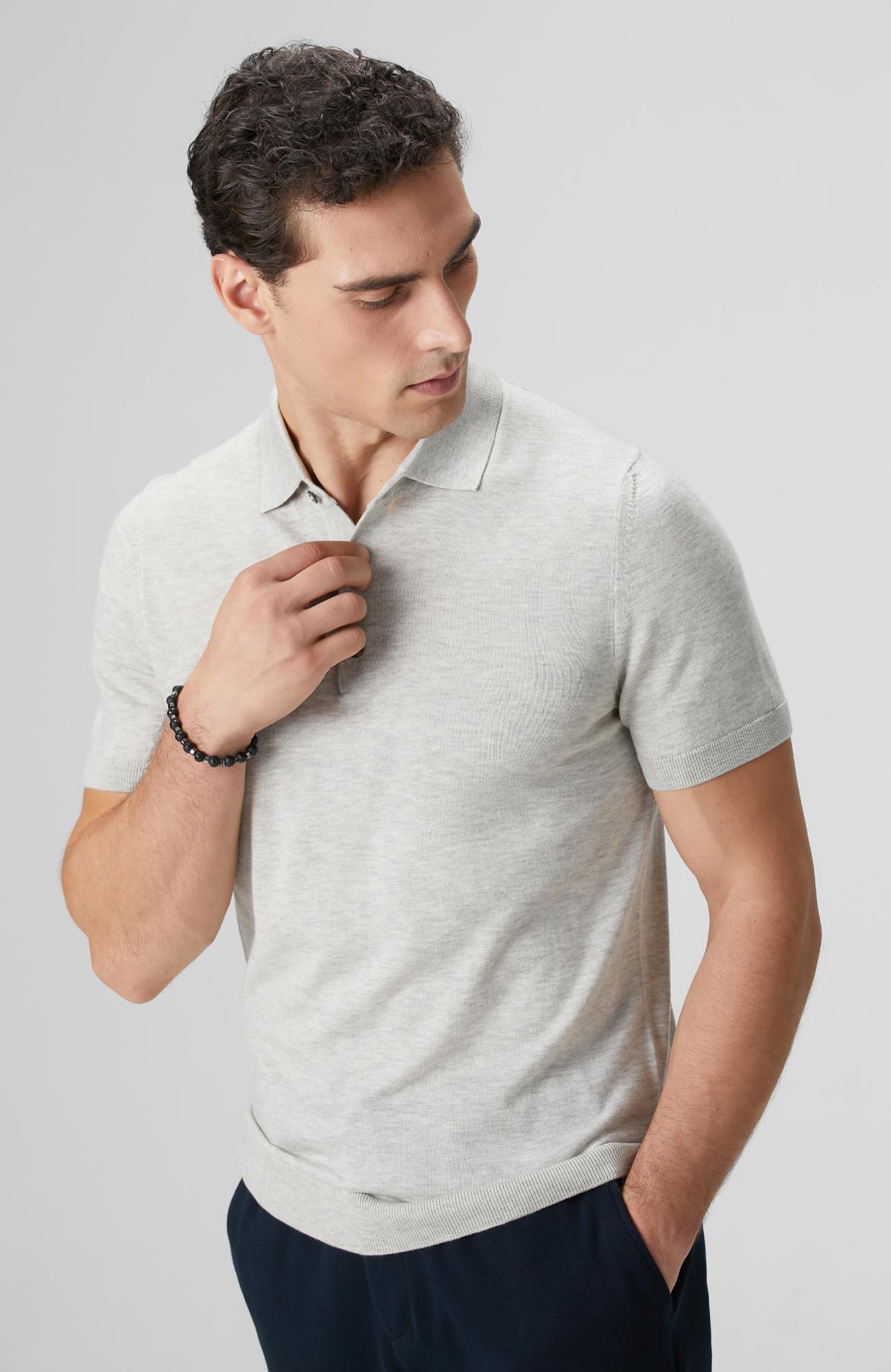 Network Erkek Gri Melanj Polo Yaka Triko Kazak
