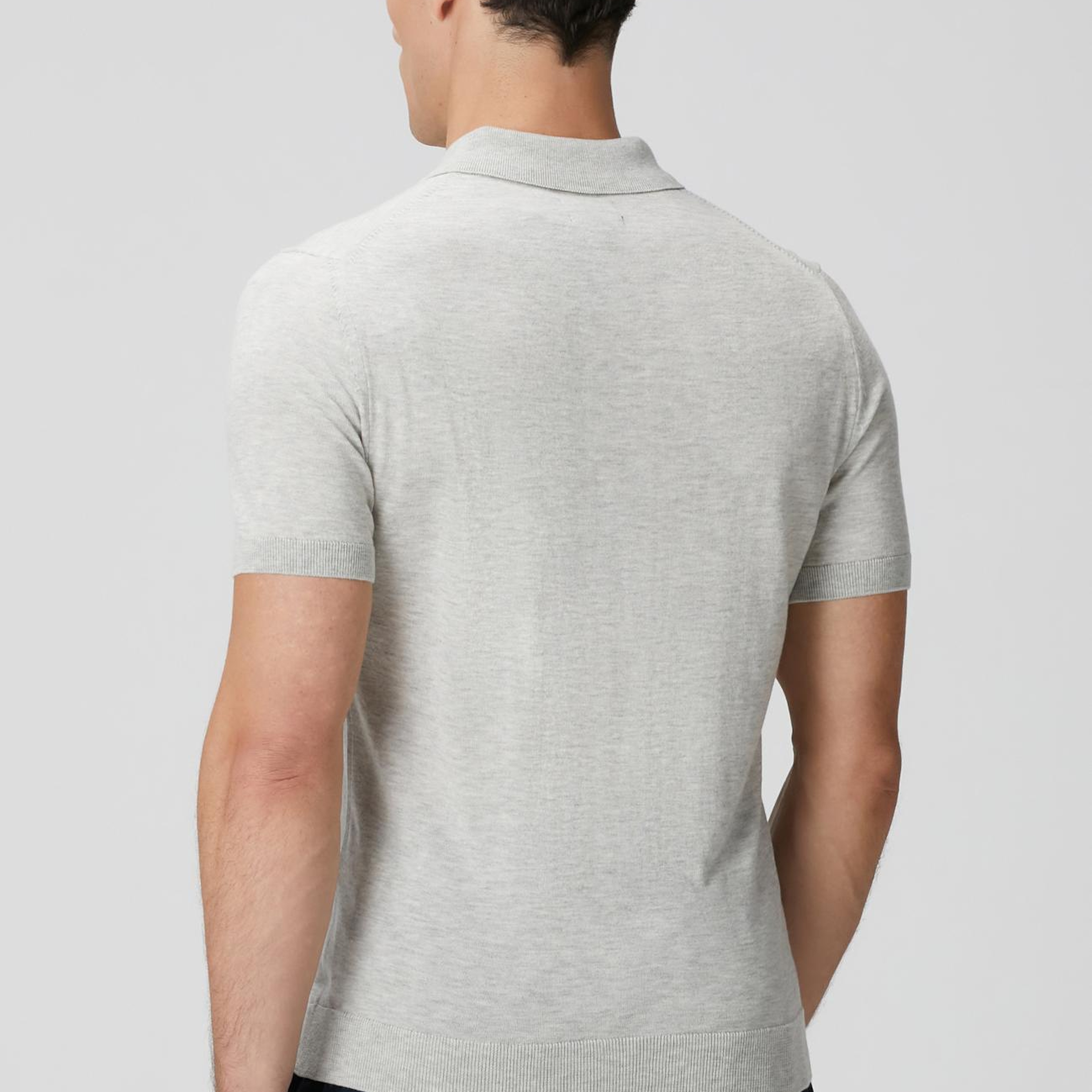 Network Erkek Gri Melanj Polo Yaka Triko Kazak