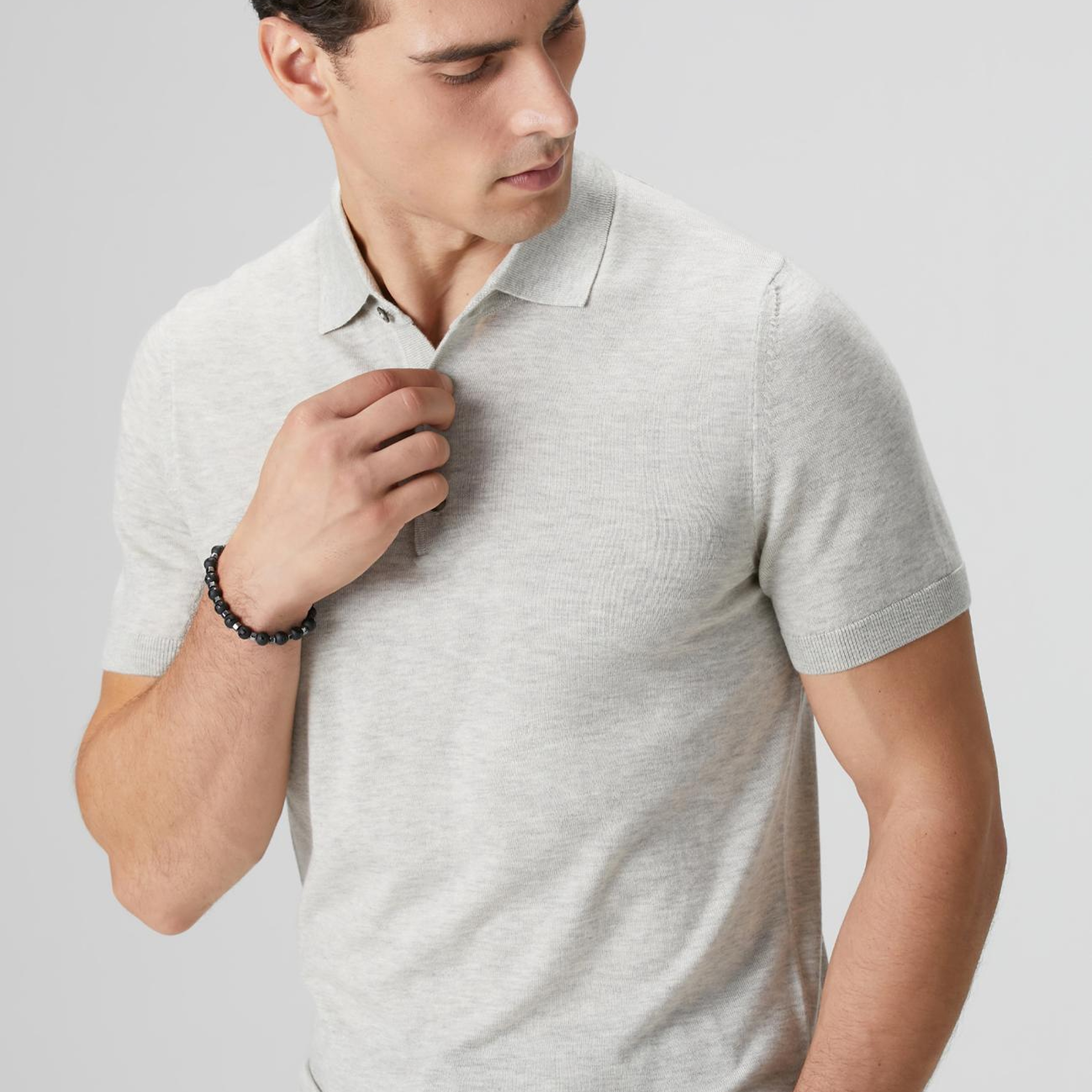 Network Erkek Gri Melanj Polo Yaka Triko Kazak