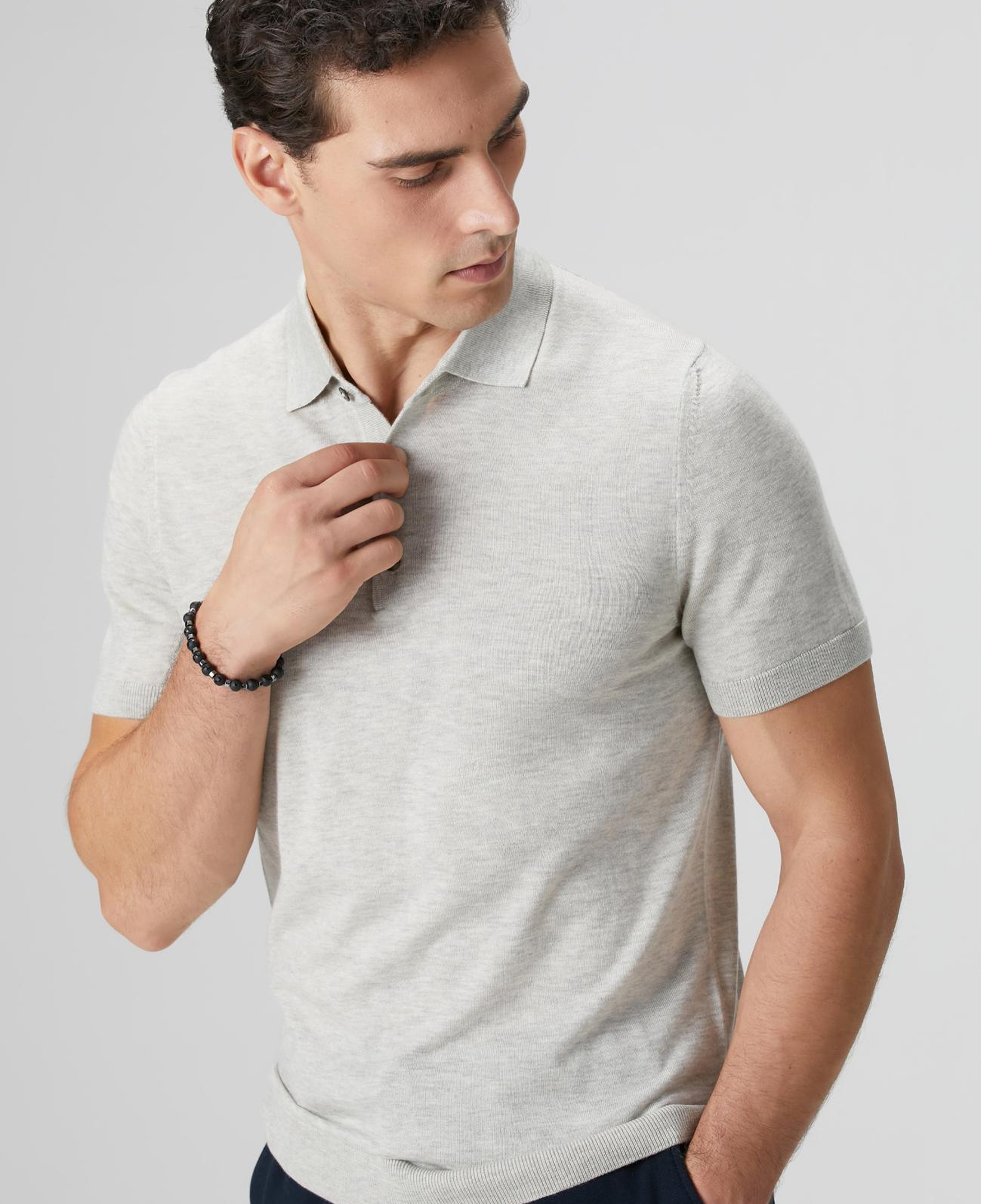 Network Erkek Gri Melanj Polo Yaka Triko Kazak