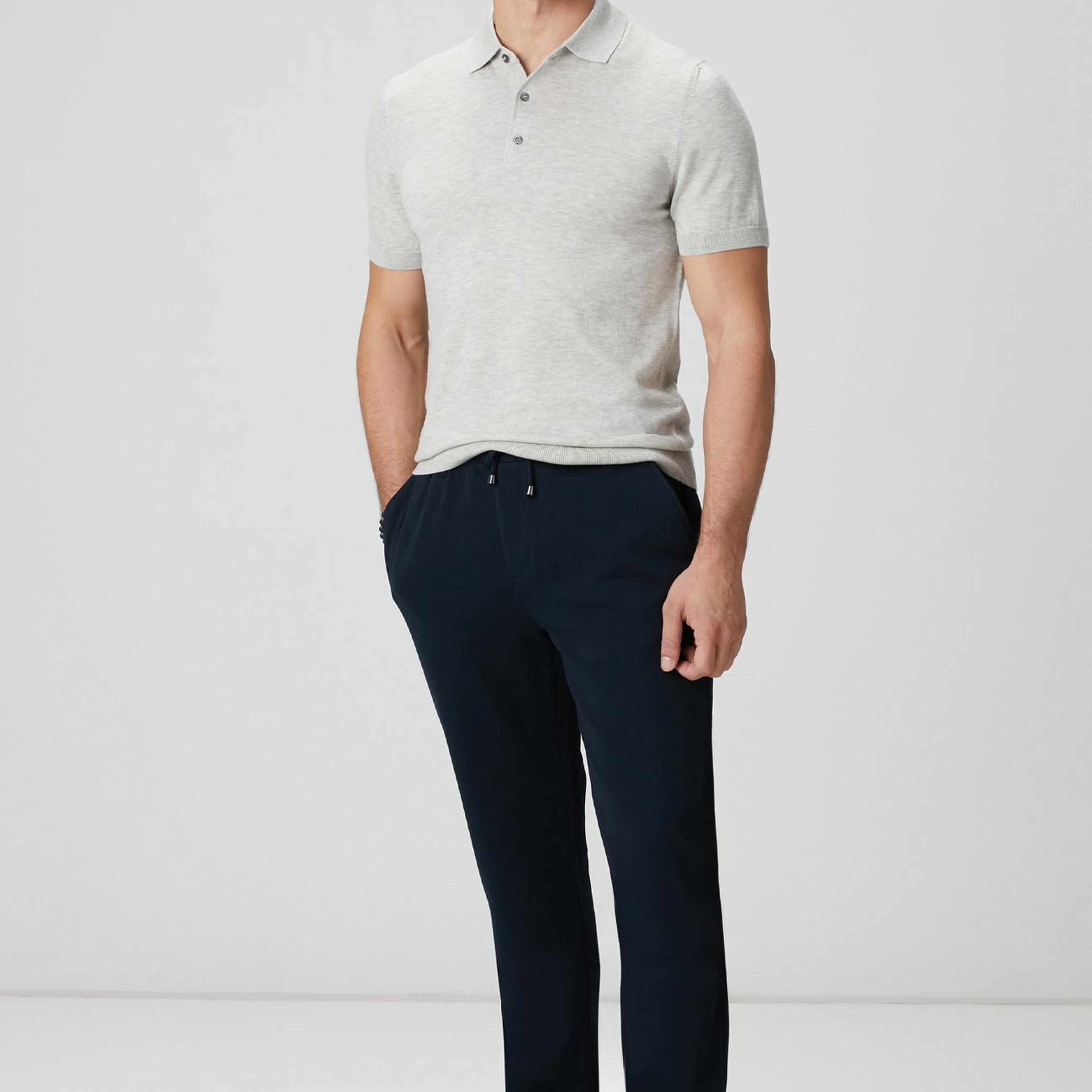 Network Erkek Gri Melanj Polo Yaka Triko Kazak