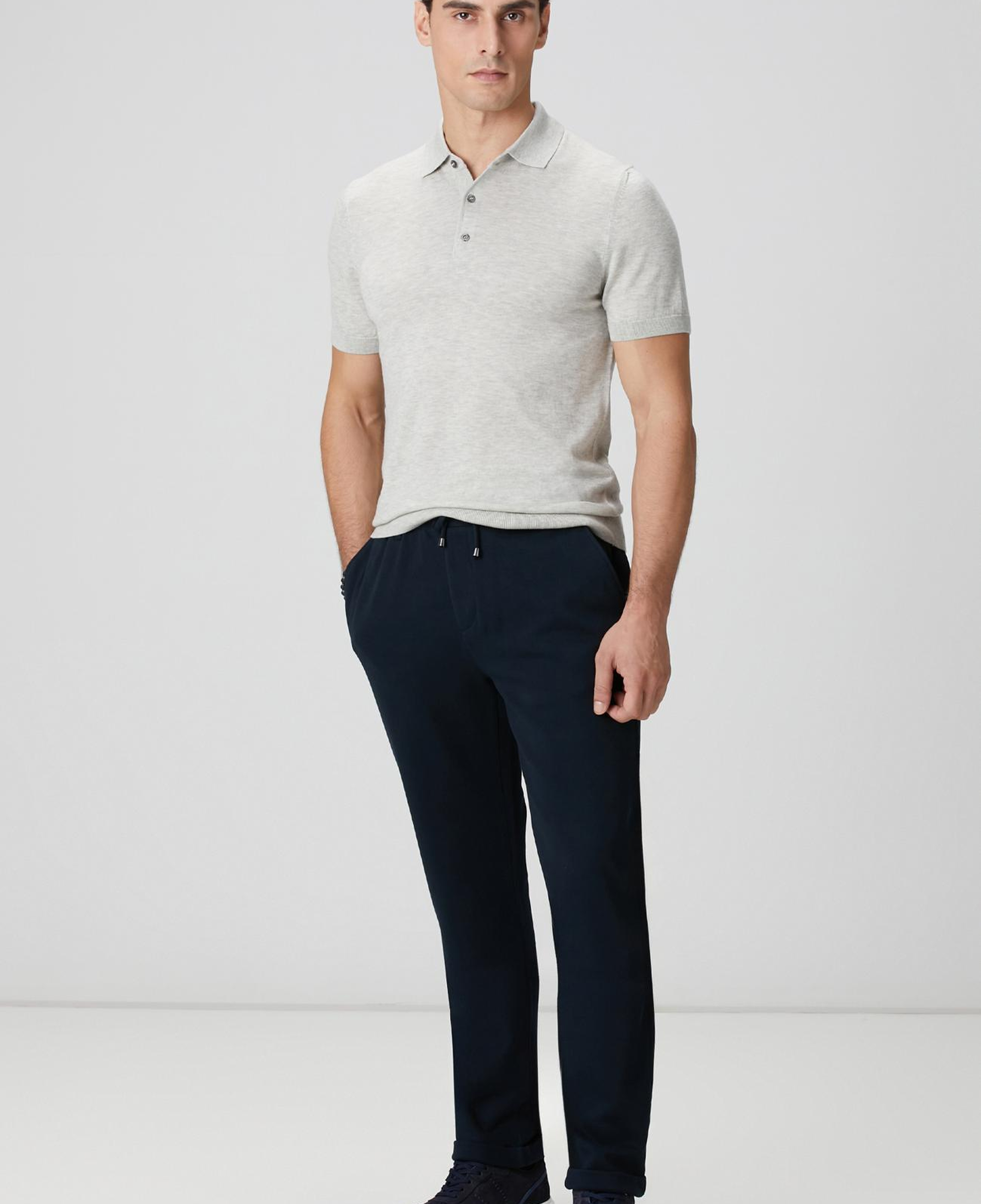 Network Erkek Gri Melanj Polo Yaka Triko Kazak