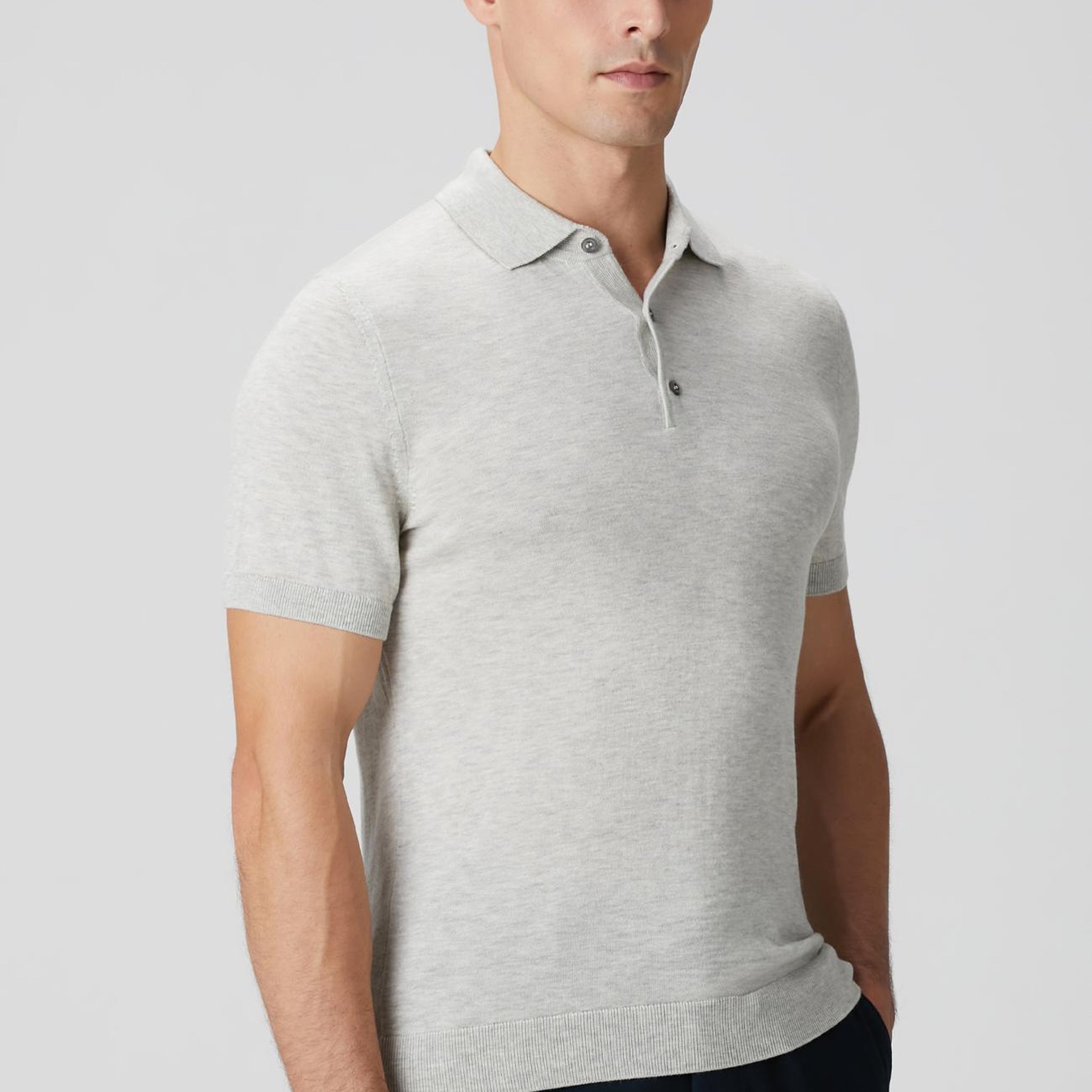 Network Erkek Gri Melanj Polo Yaka Triko Kazak