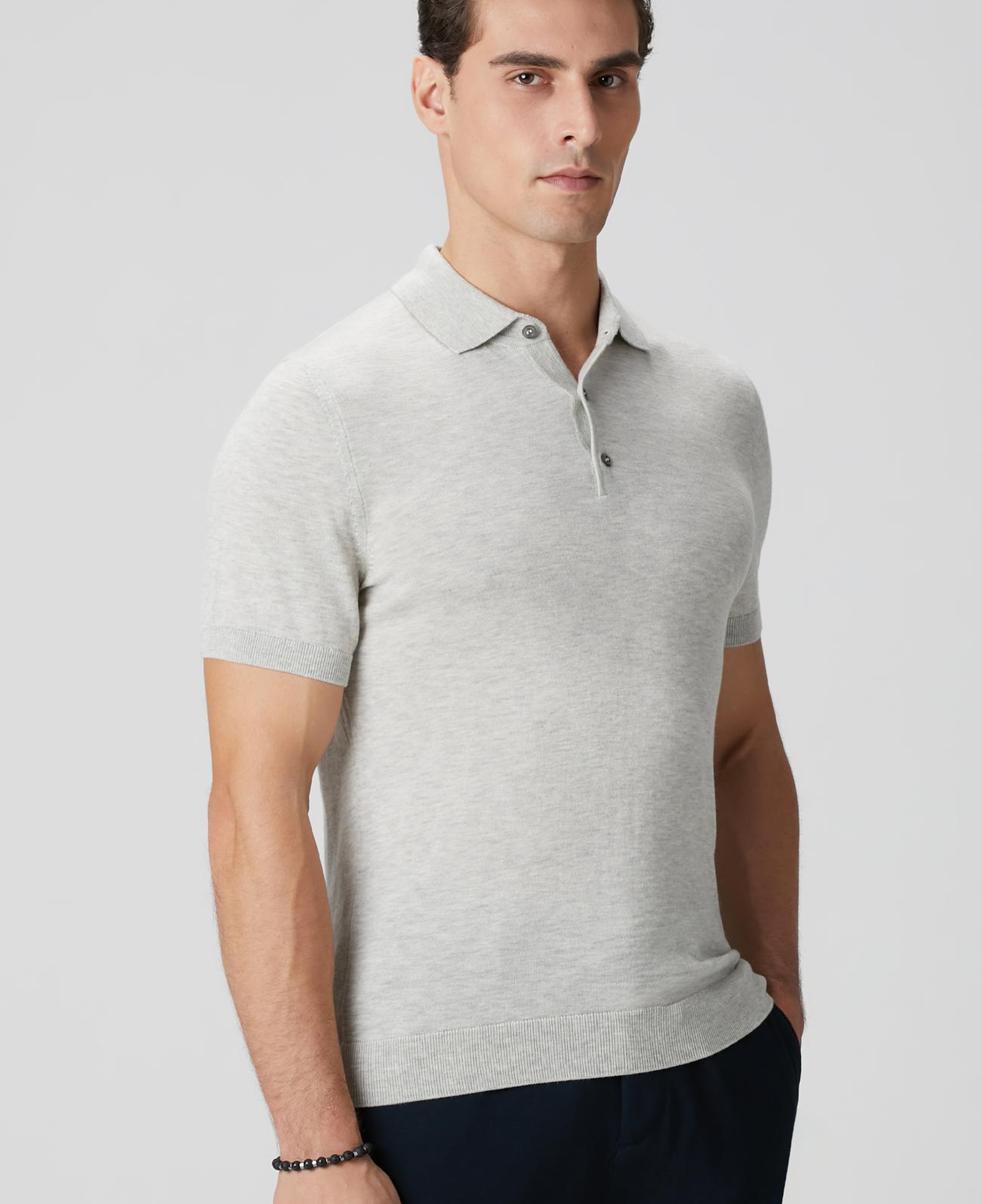 Network Erkek Gri Melanj Polo Yaka Triko Kazak