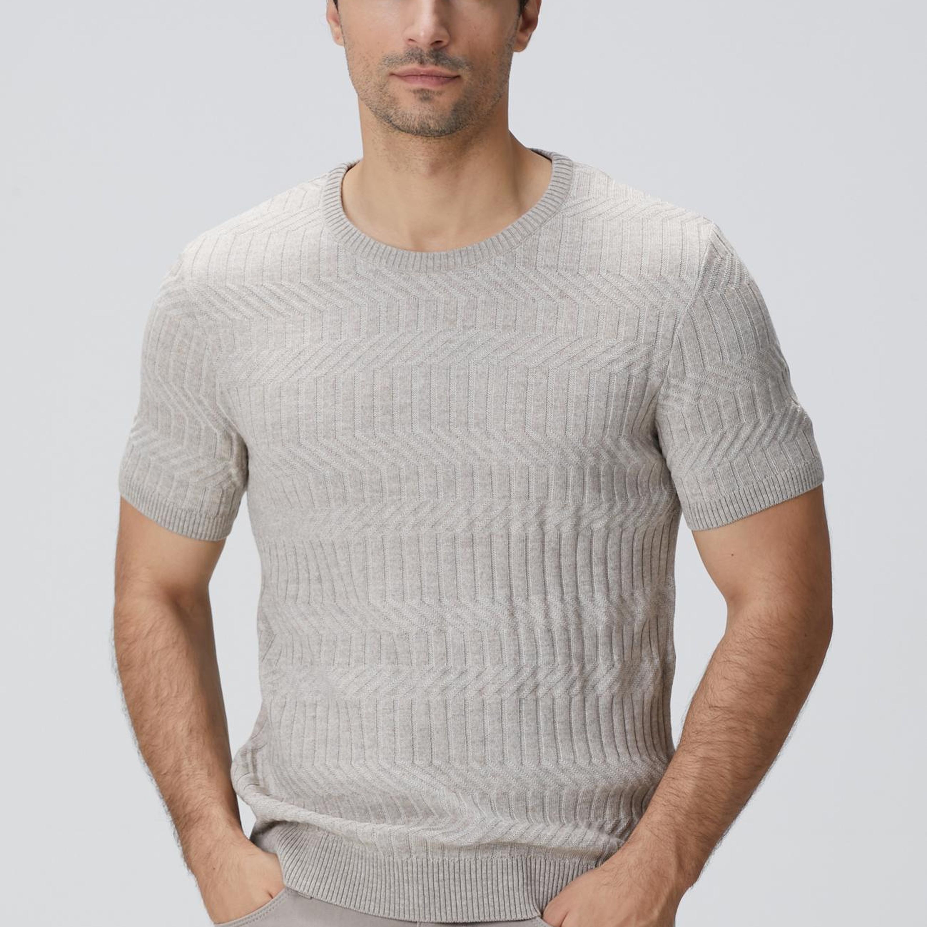 Network Erkek Bej Yün Karışımlı Kazak