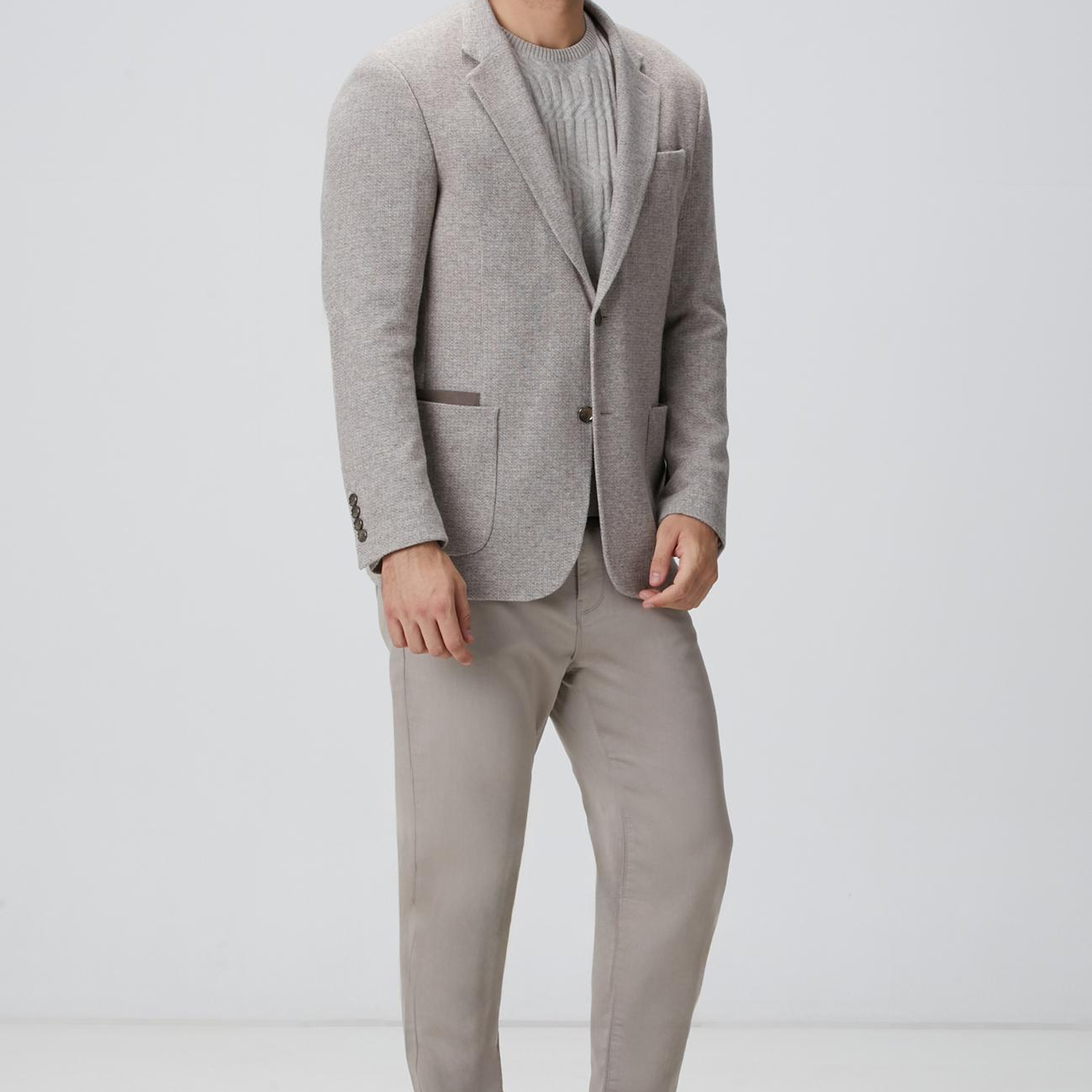 Network Erkek Bej Yün Karışımlı Kazak