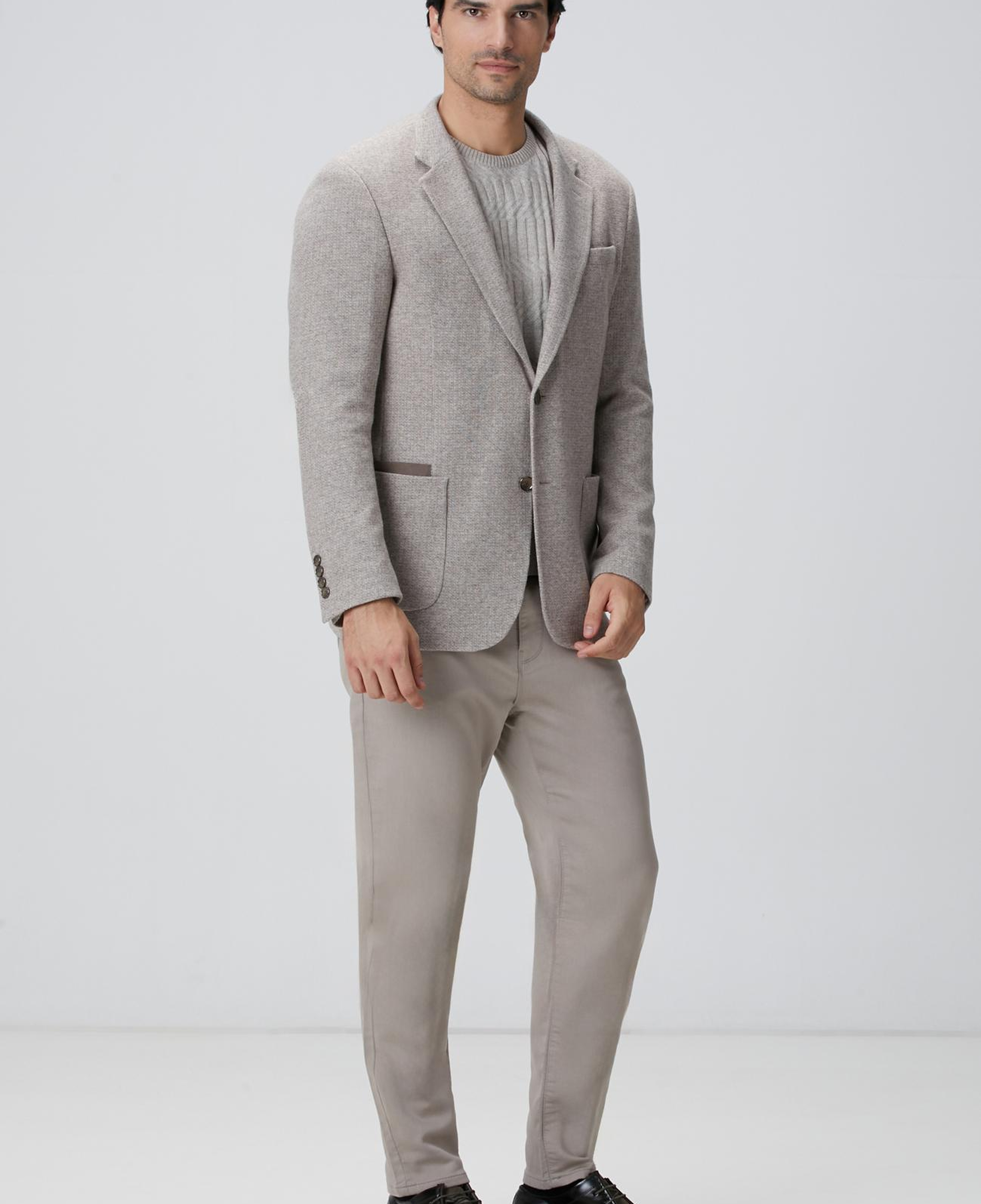 Network Erkek Bej Yün Karışımlı Kazak