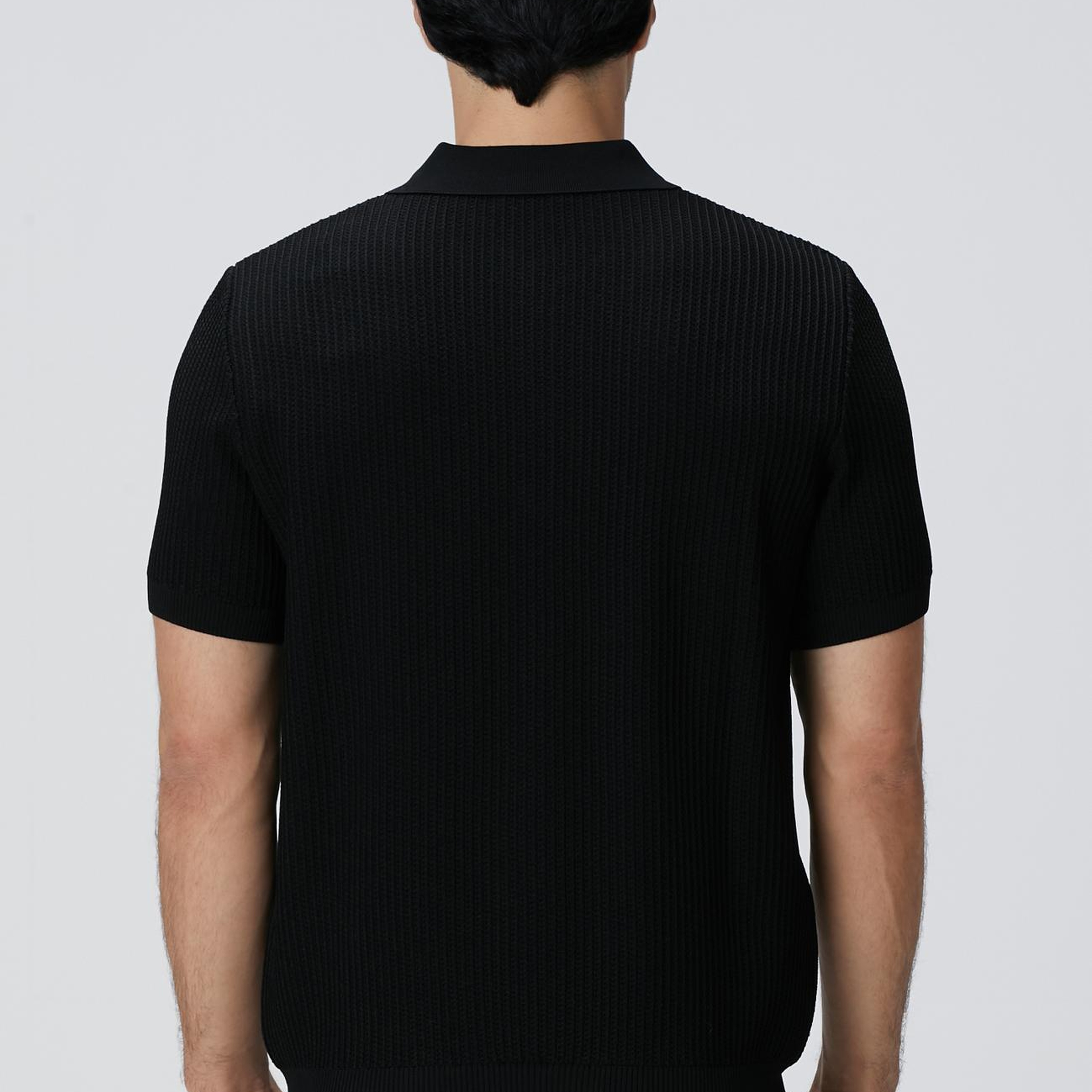 Network Erkek Siyah Polo Yaka Düğmeli Triko Kazak