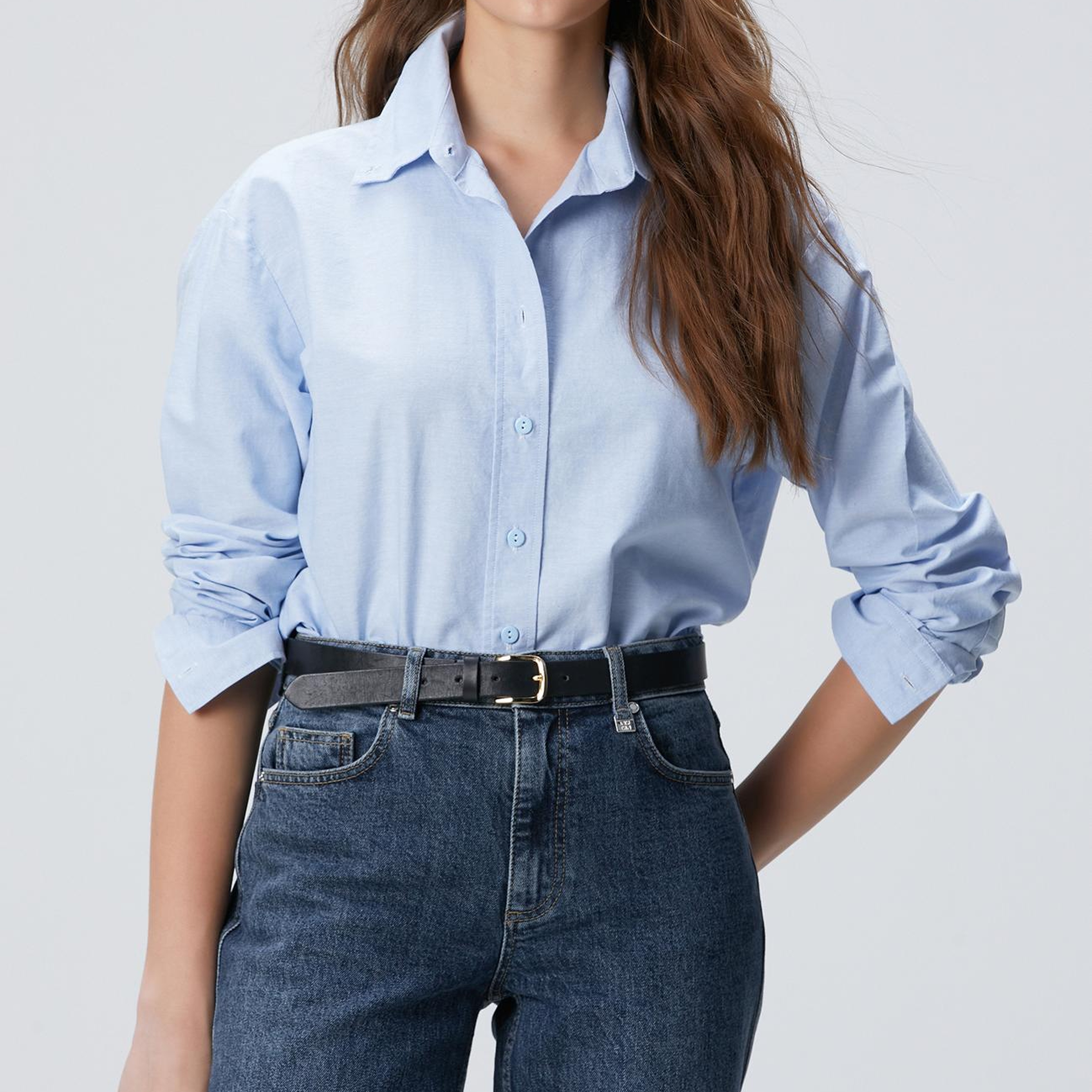 Network Kadın Açık Mavi Oxford Gömlek