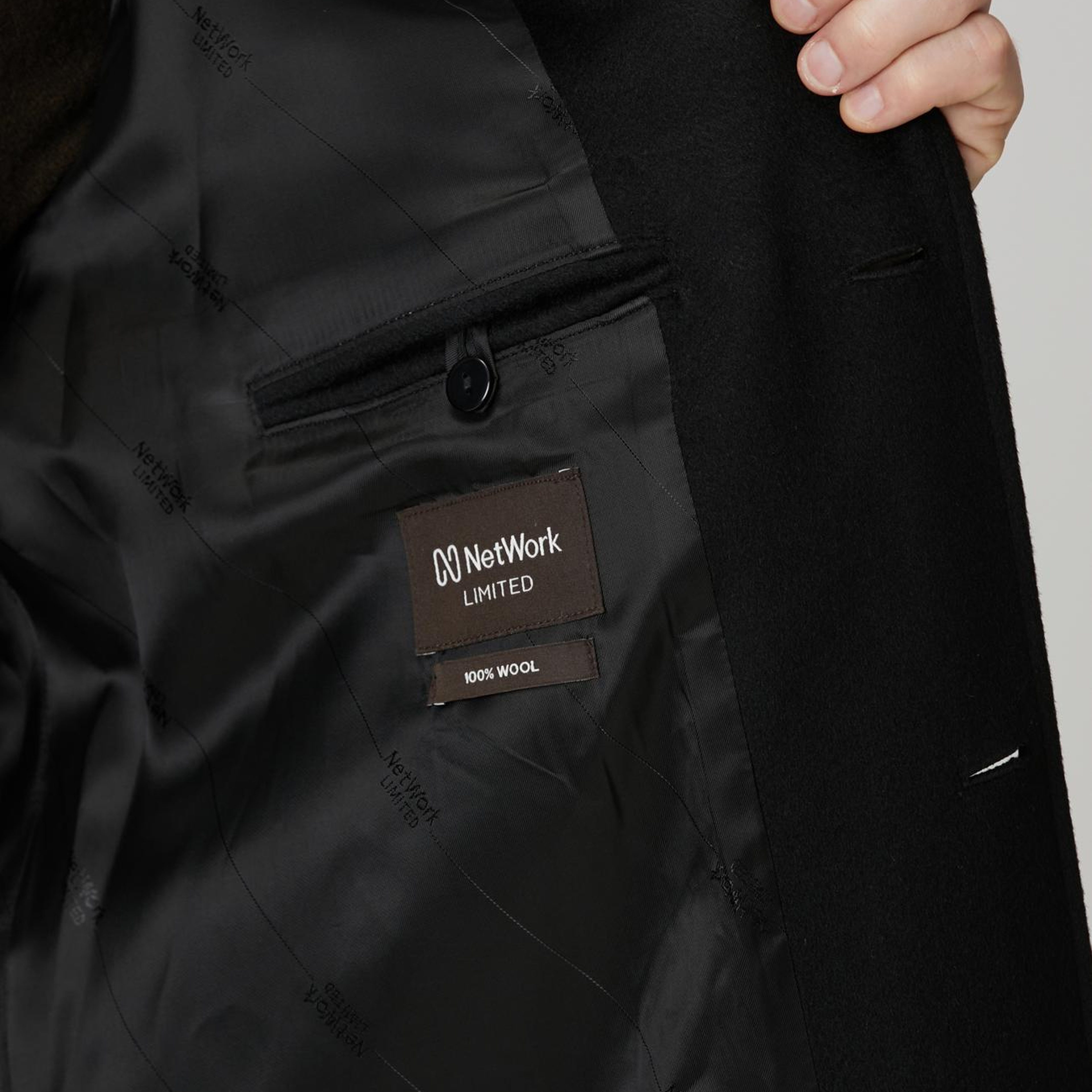 Network Erkek Limited Siyah Yün Palto