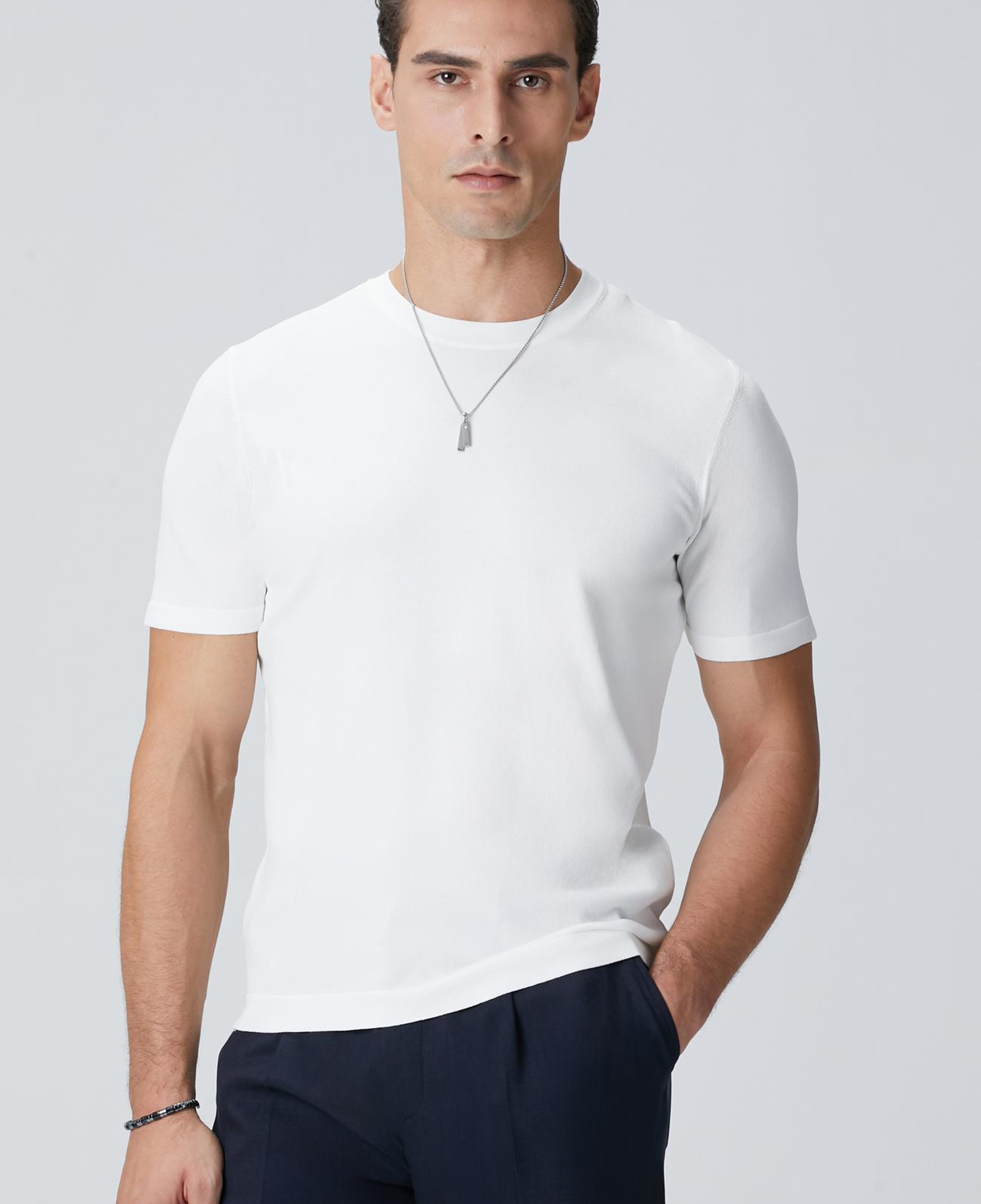 Network Erkek Kırık Beyaz Basic Triko Kazak