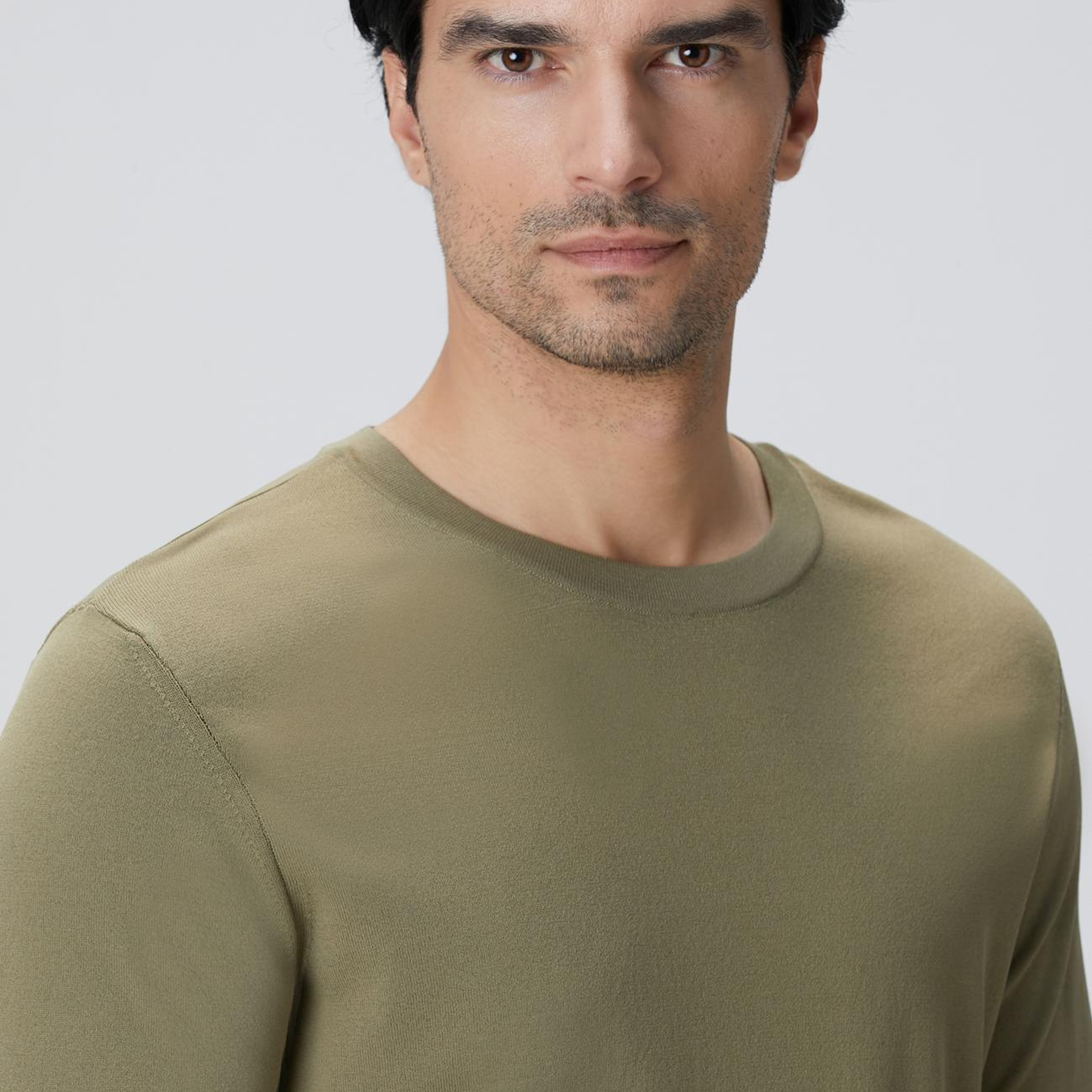 Network Erkek Haki Basic Triko Kazak