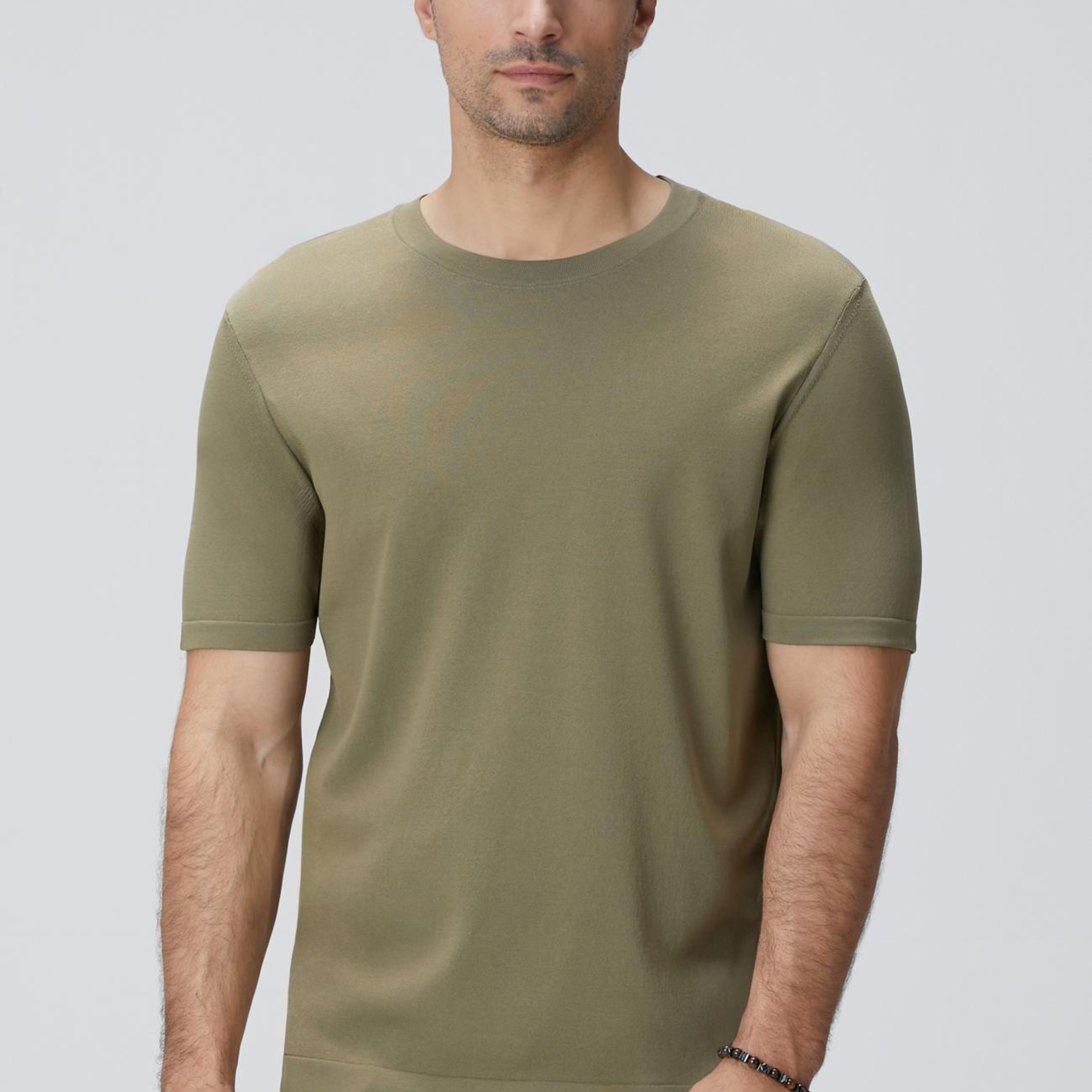 Network Erkek Haki Basic Triko Kazak