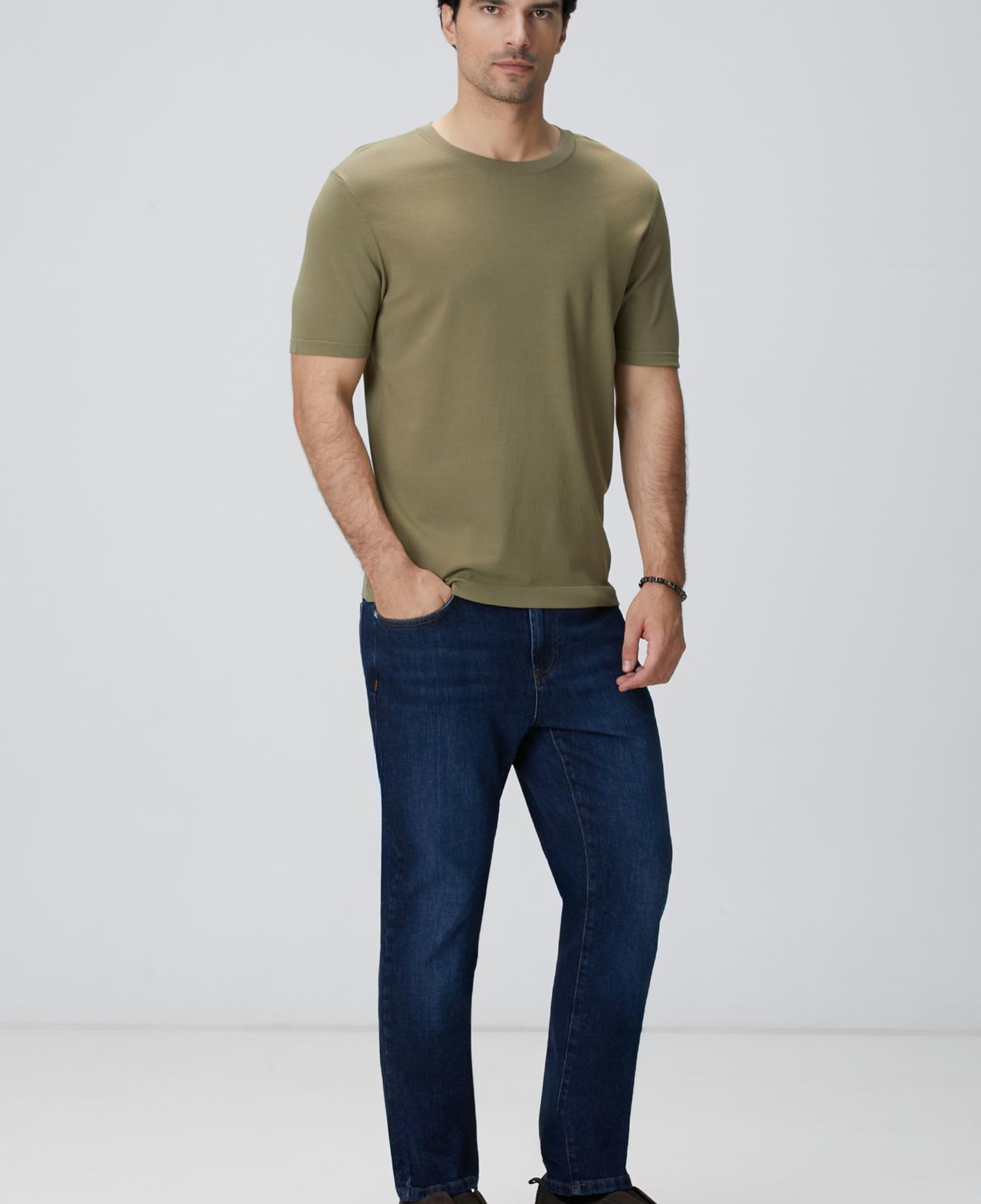 Network Erkek Haki Basic Triko Kazak