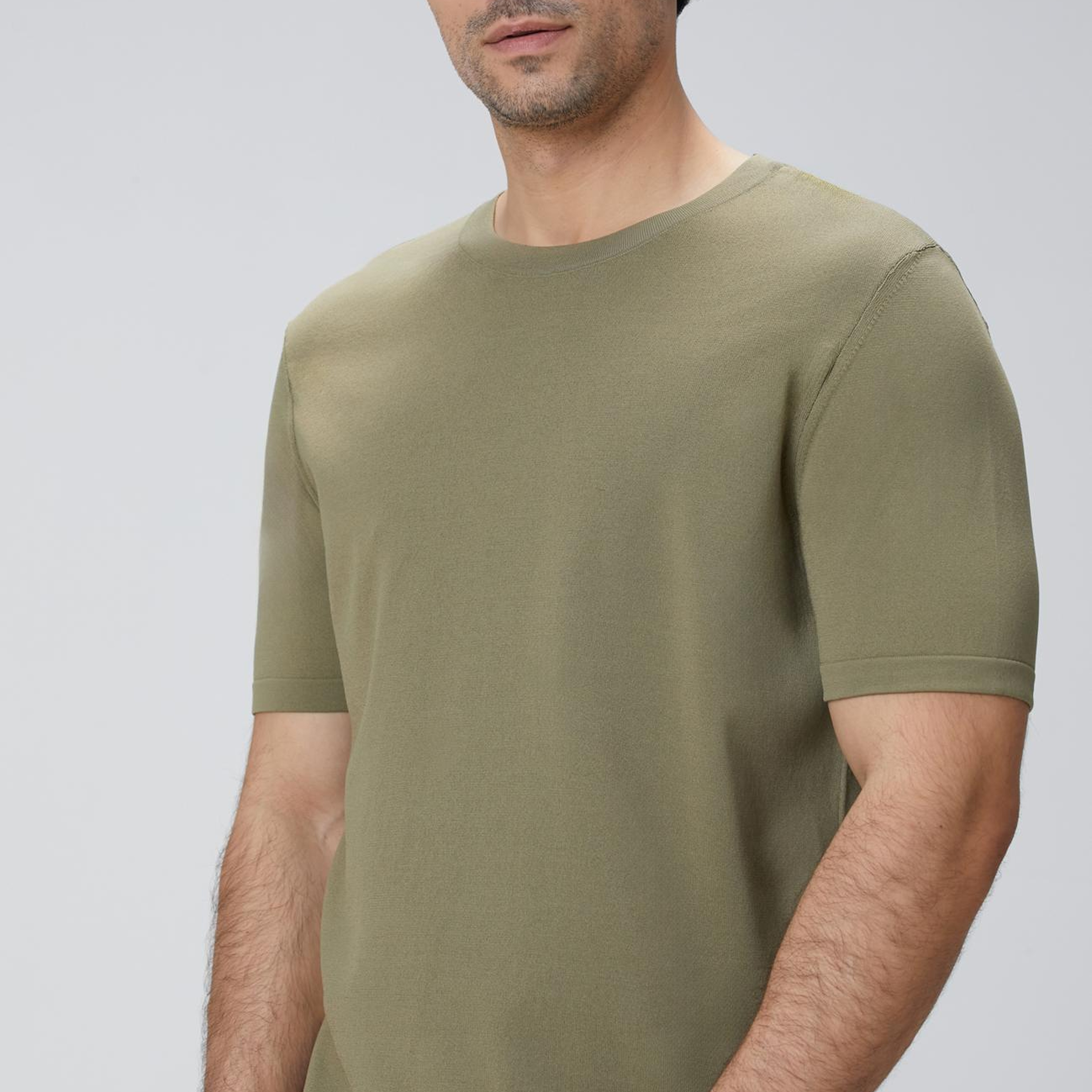 Network Erkek Haki Basic Triko Kazak