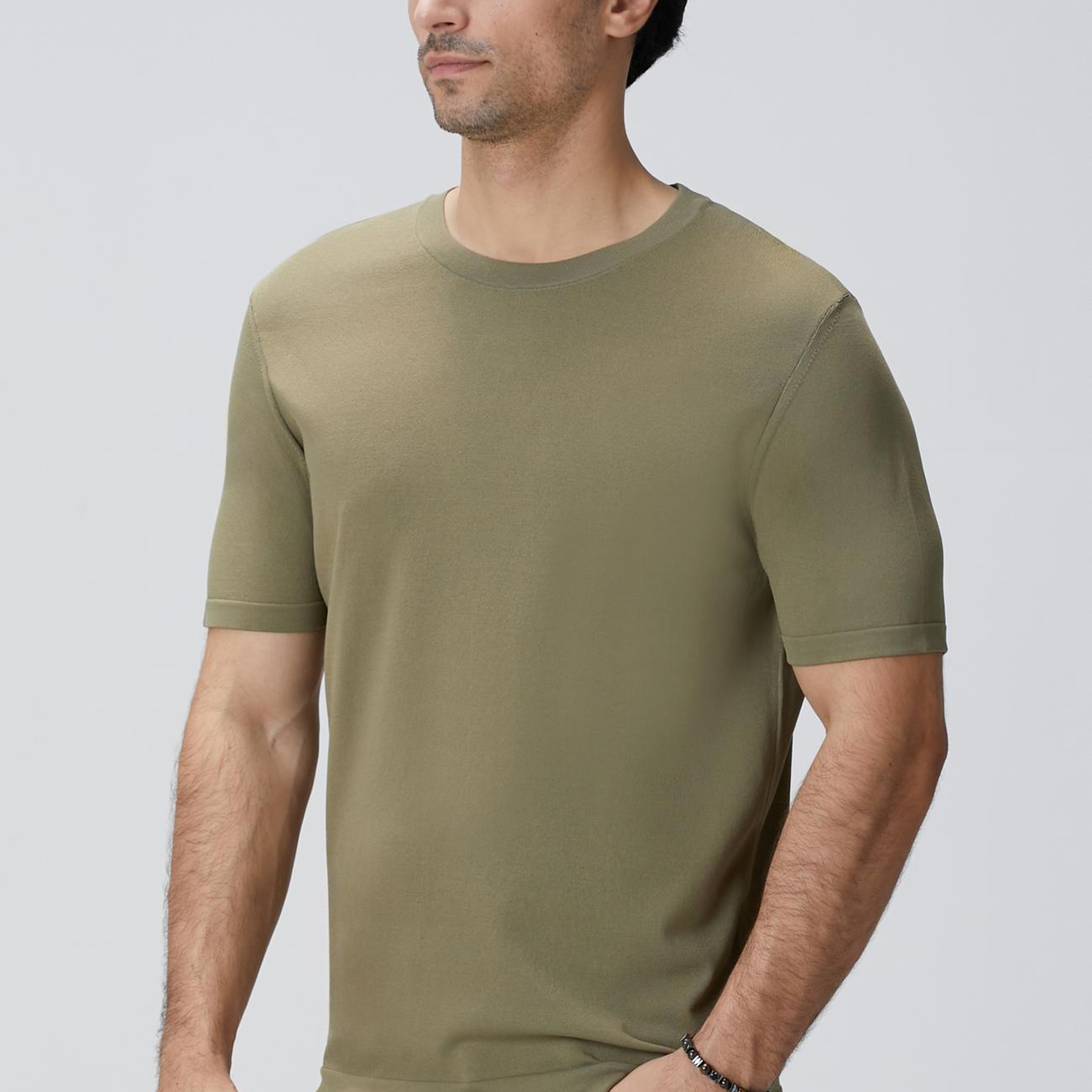 Network Erkek Haki Basic Triko Kazak