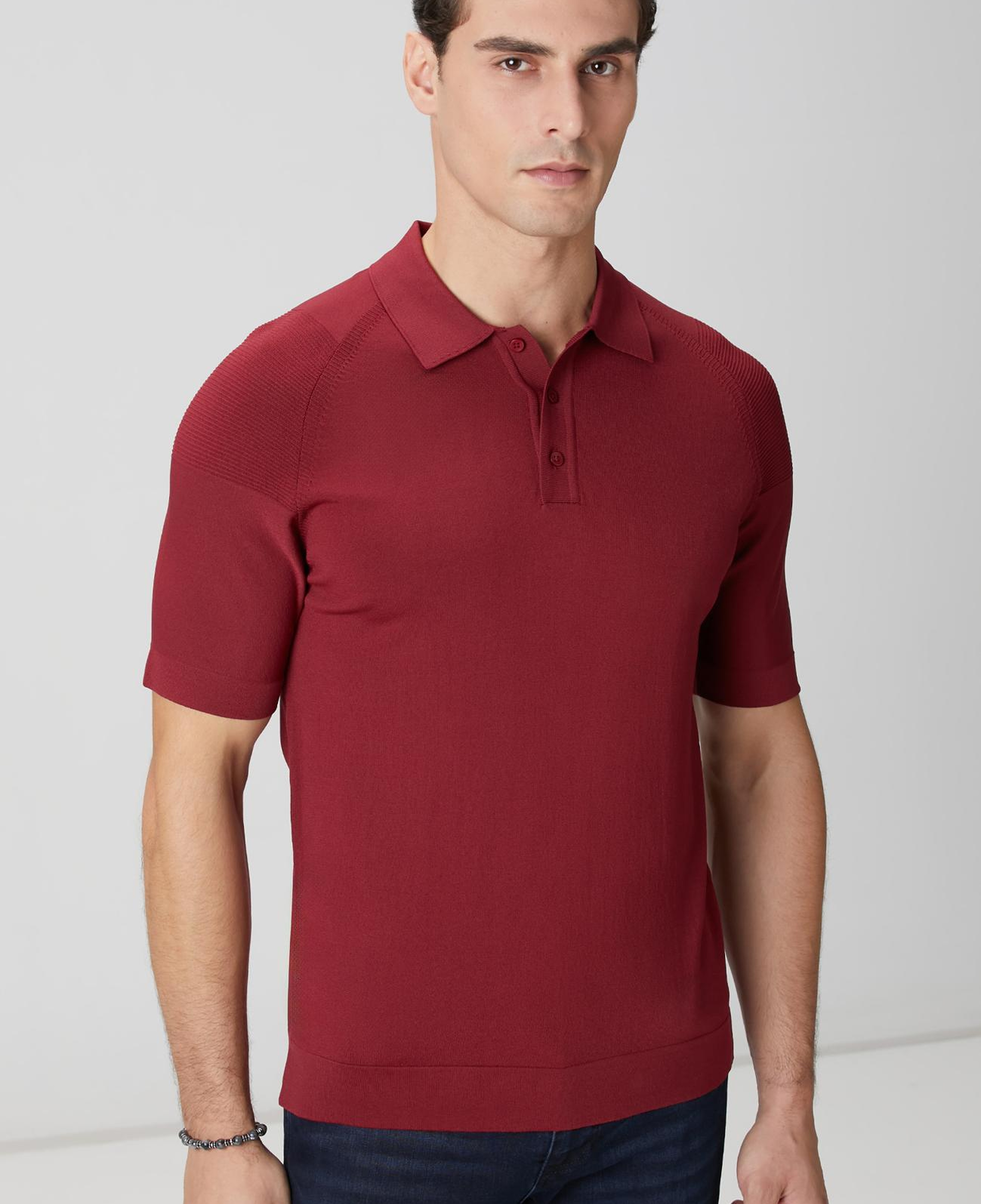 Network Erkek Bordo Polo Yaka Triko Kazak