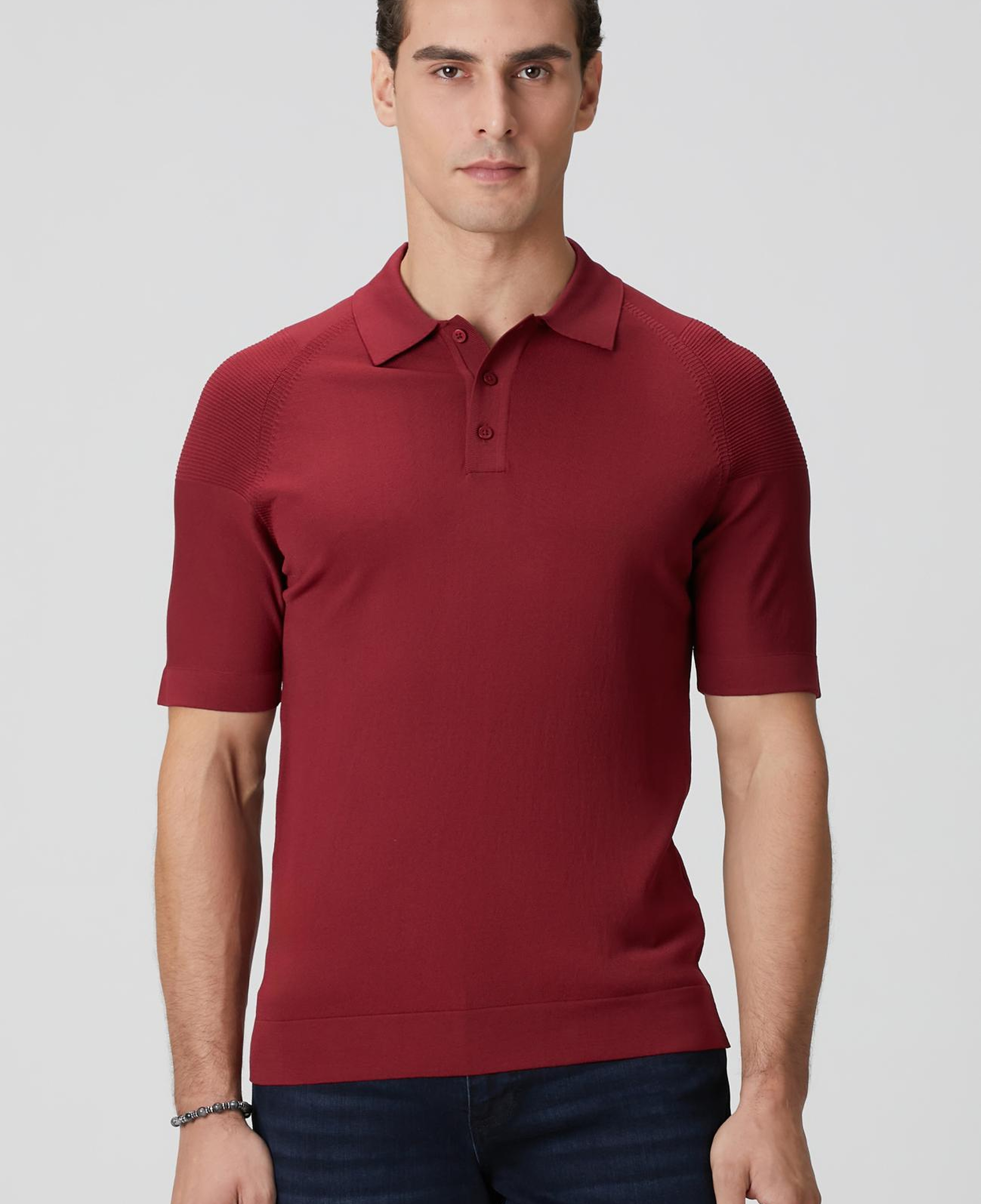 Network Erkek Bordo Polo Yaka Triko Kazak