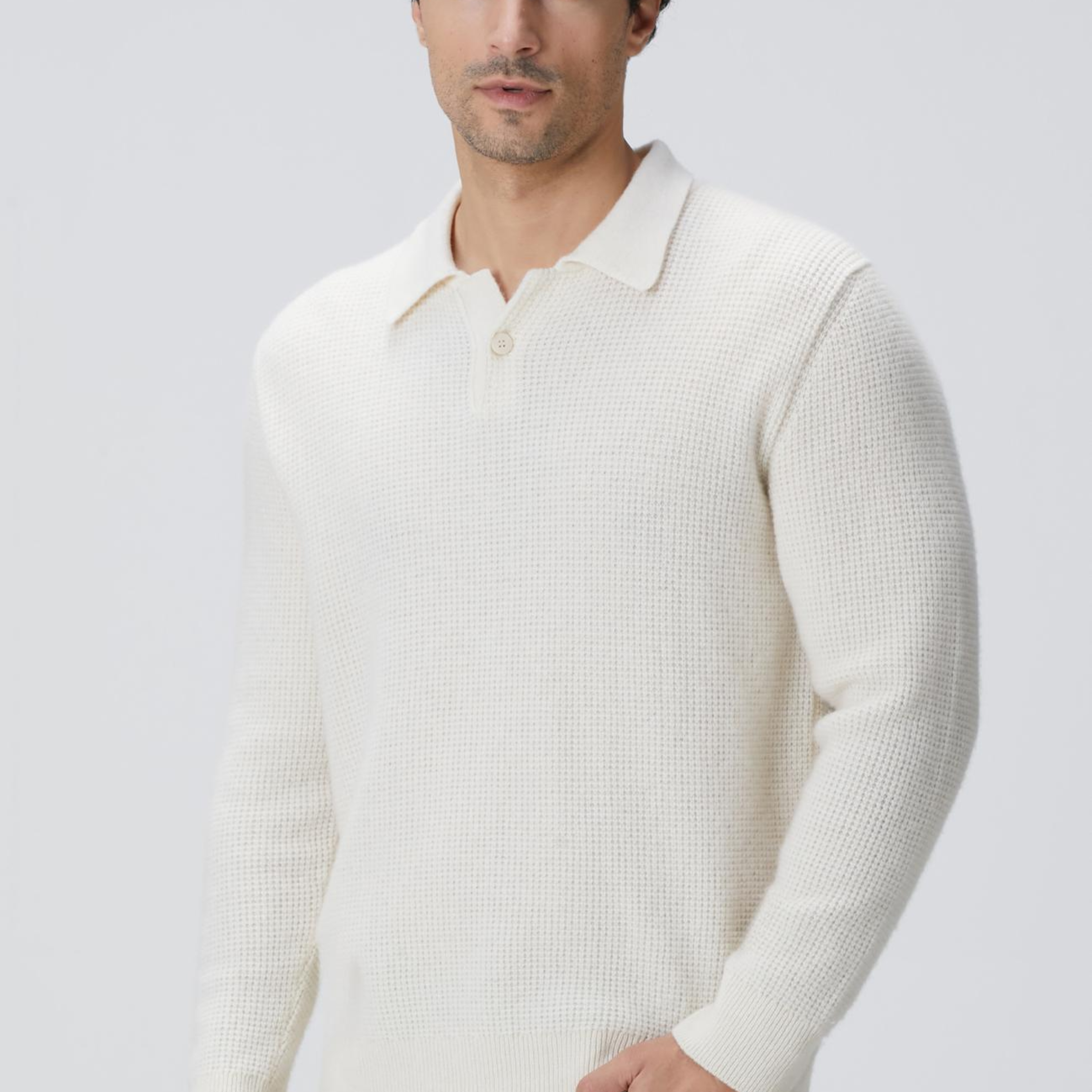 Network Erkek Limited Bej Kaşmir Polo Yaka Kazak