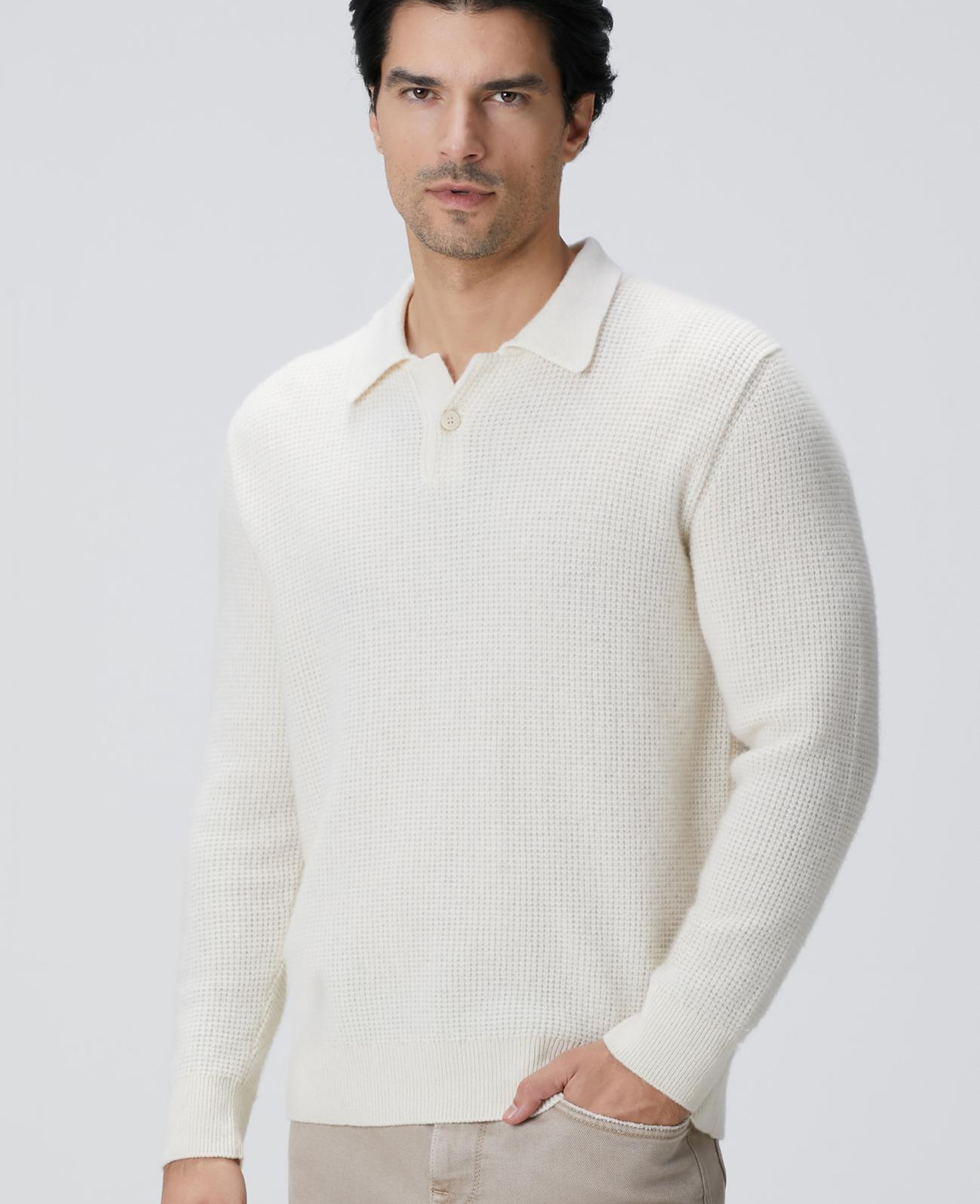 Network Erkek Limited Bej Kaşmir Polo Yaka Kazak