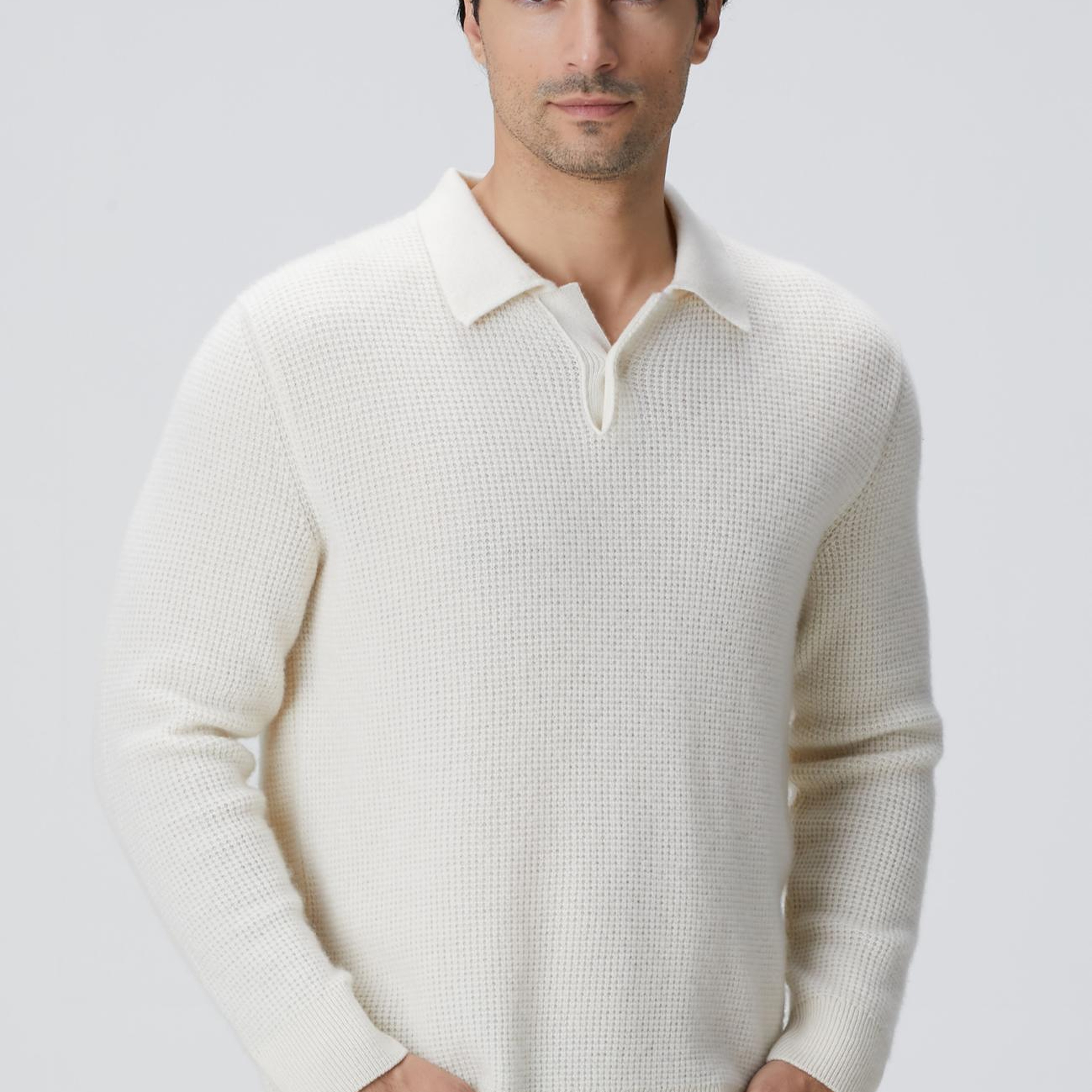 Network Erkek Limited Bej Kaşmir Polo Yaka Kazak