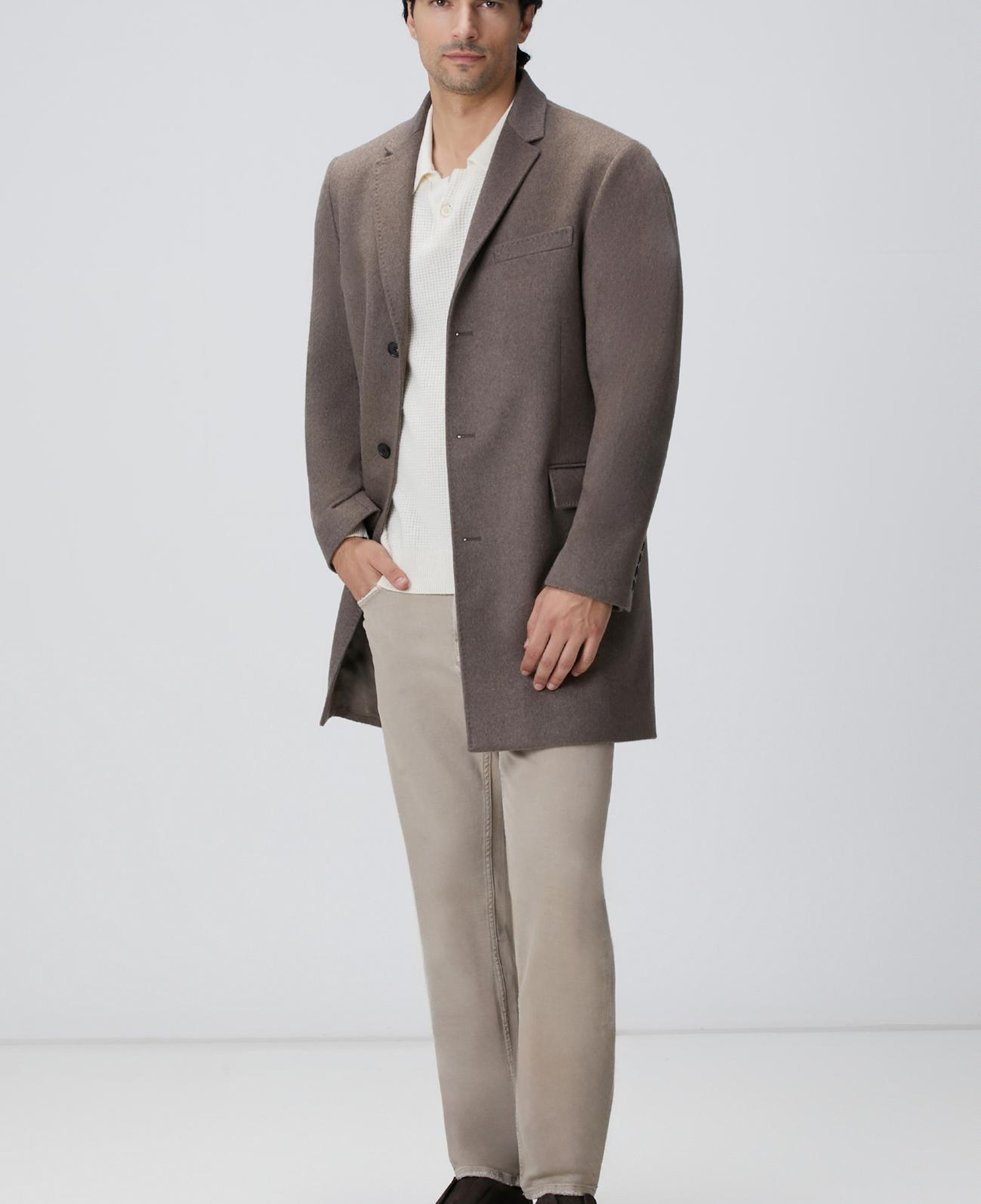 Network Erkek Limited Bej Kaşmir Polo Yaka Kazak