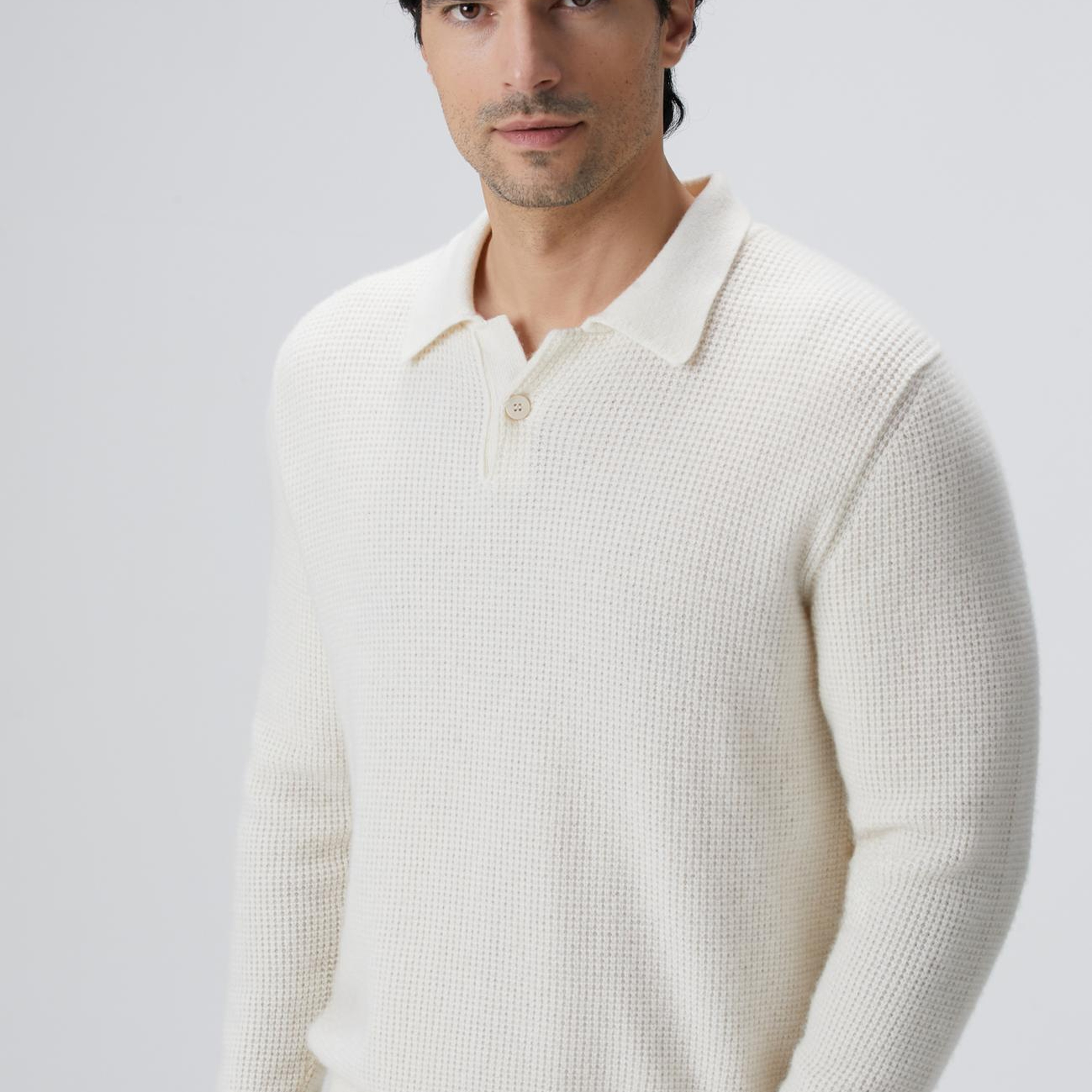 Network Erkek Limited Bej Kaşmir Polo Yaka Kazak