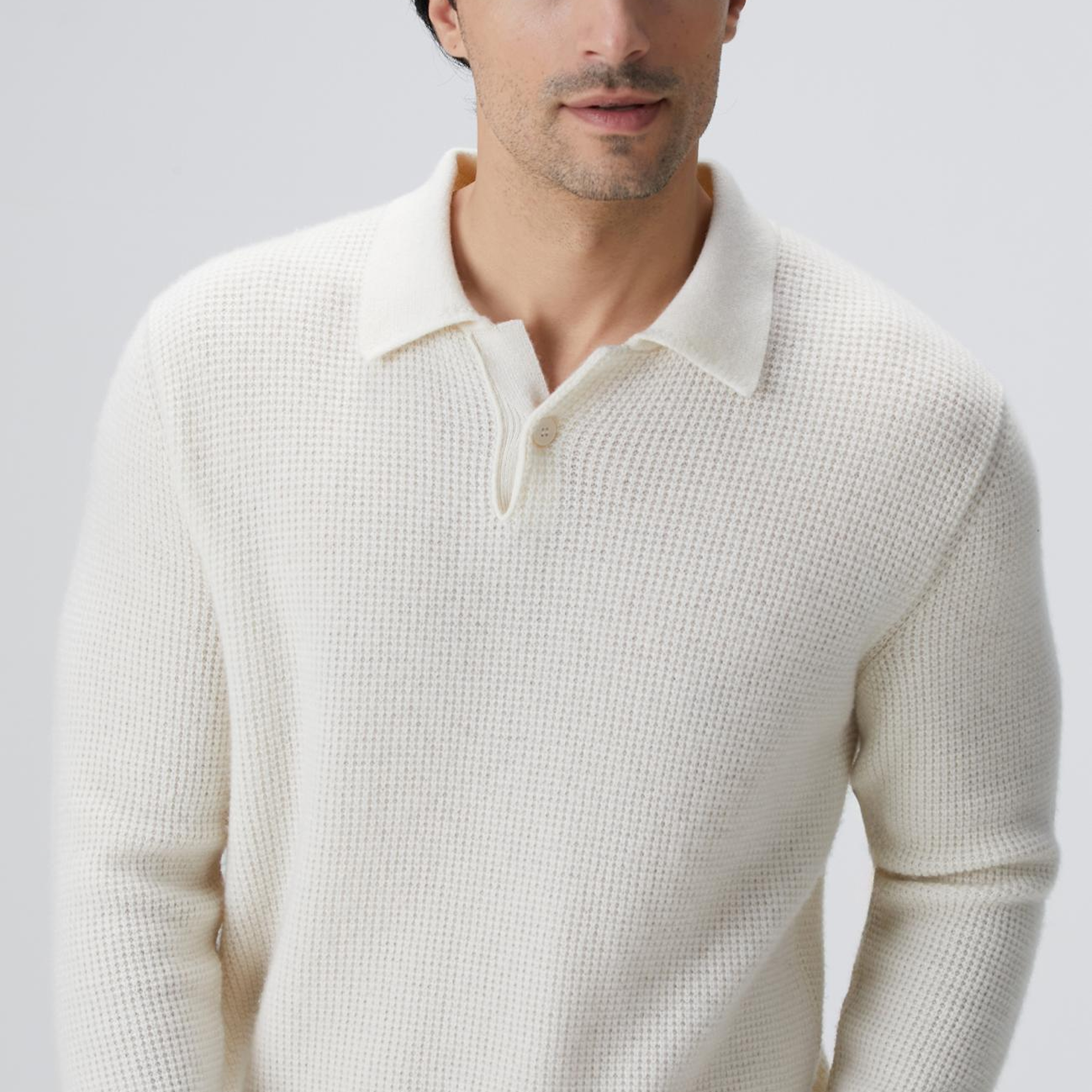 Network Erkek Limited Bej Kaşmir Polo Yaka Kazak