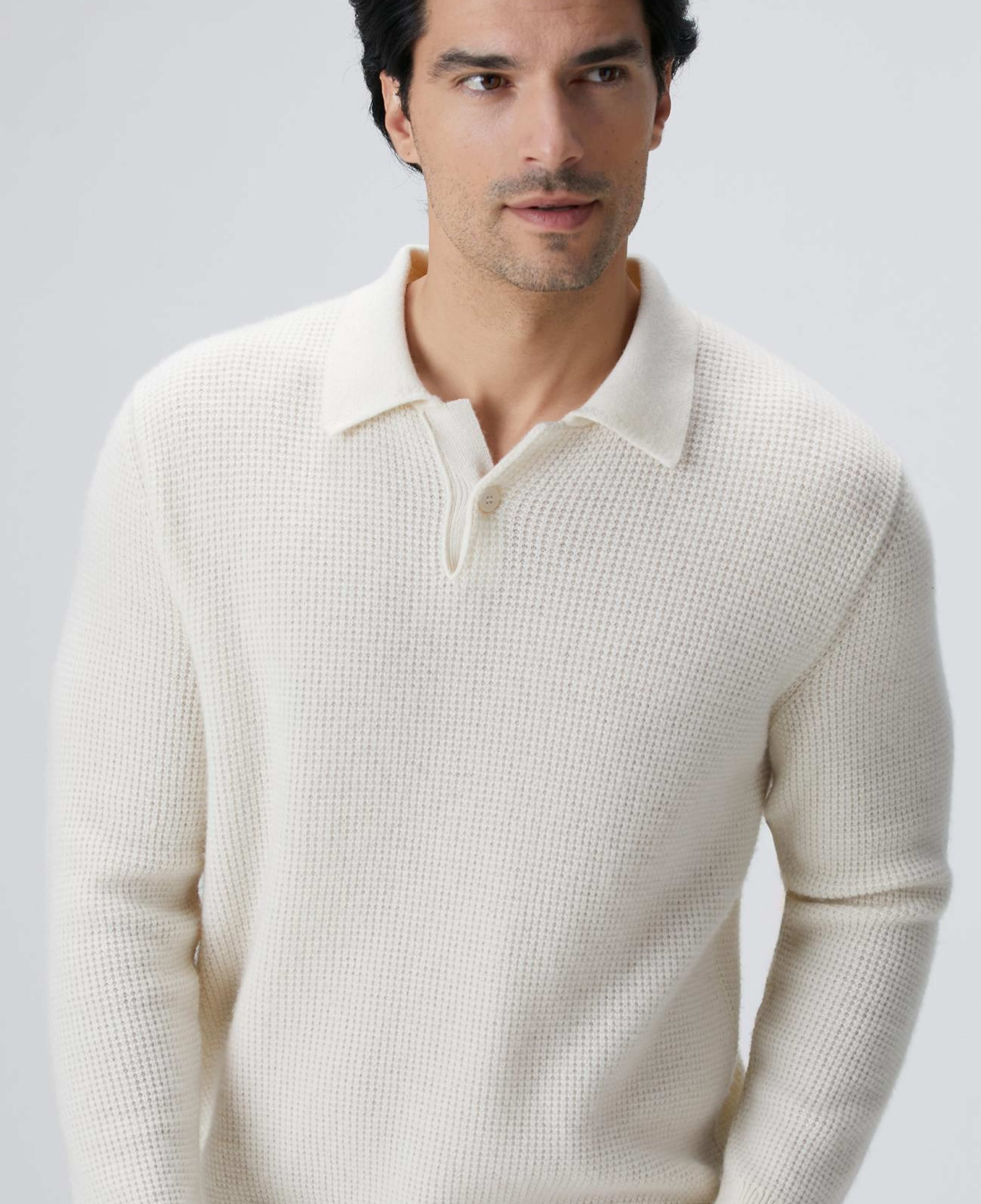 Network Erkek Limited Bej Kaşmir Polo Yaka Kazak