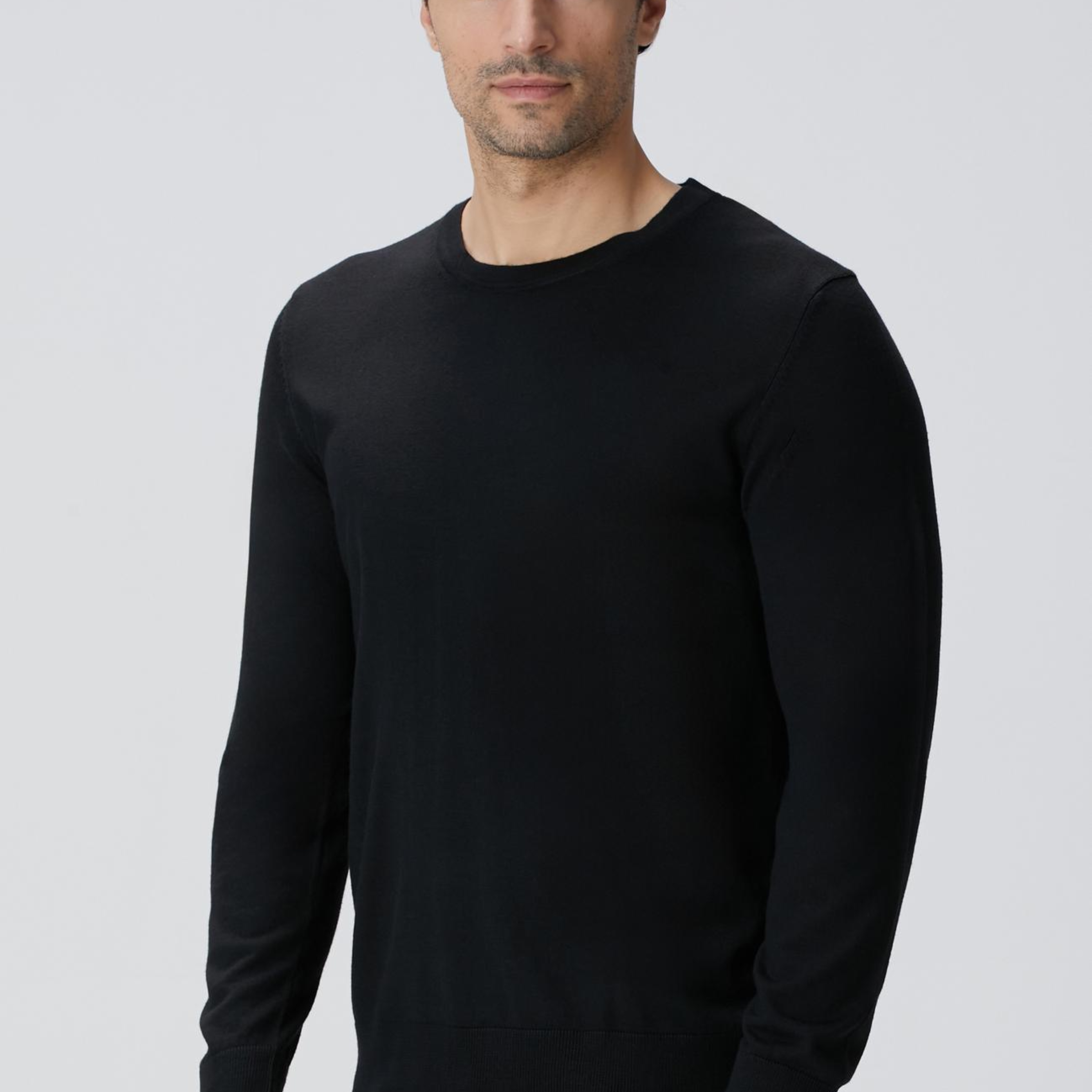 Network Erkek Siyah Yün Karışımlı Triko Kazak