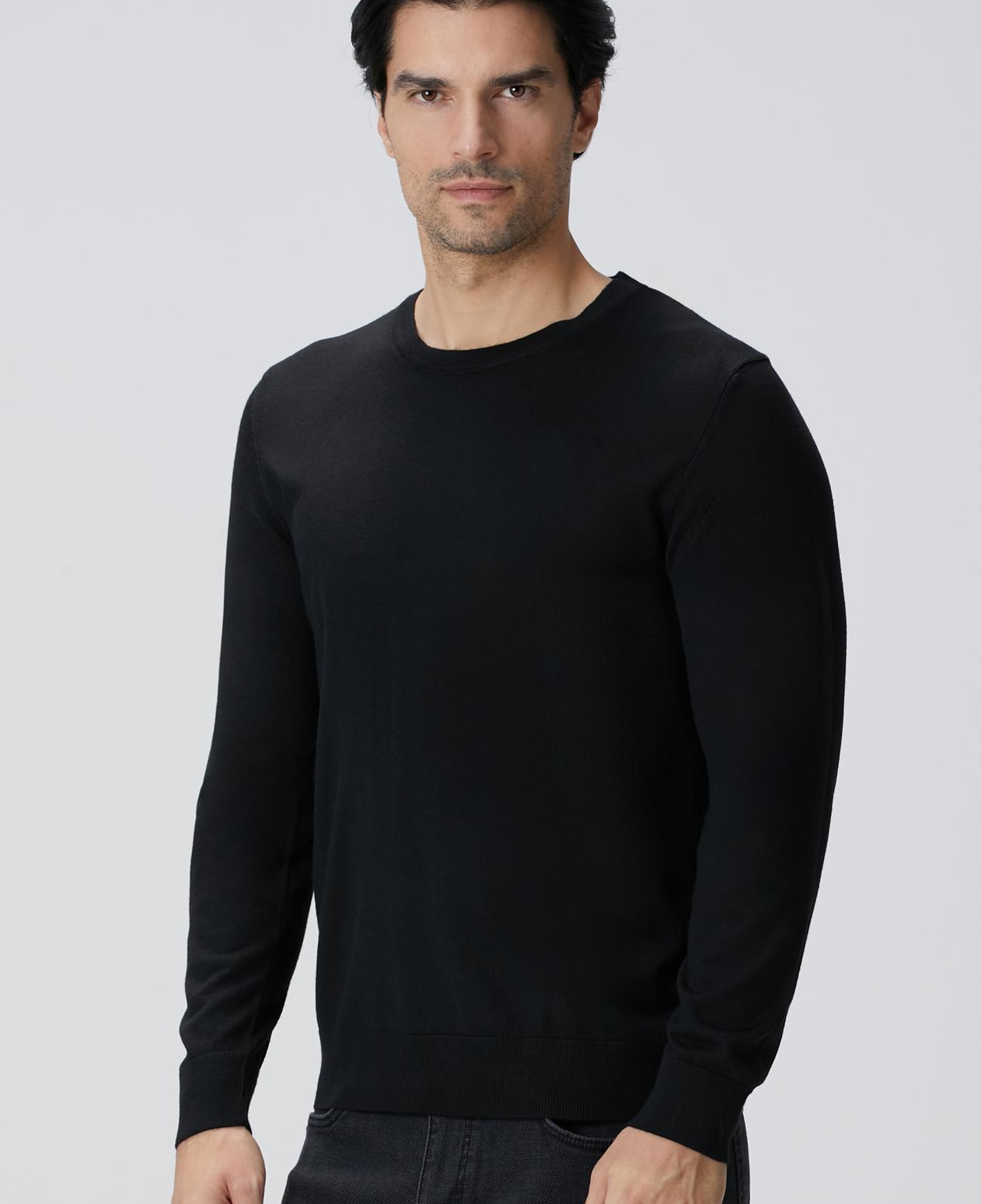 Network Erkek Siyah Yün Karışımlı Triko Kazak