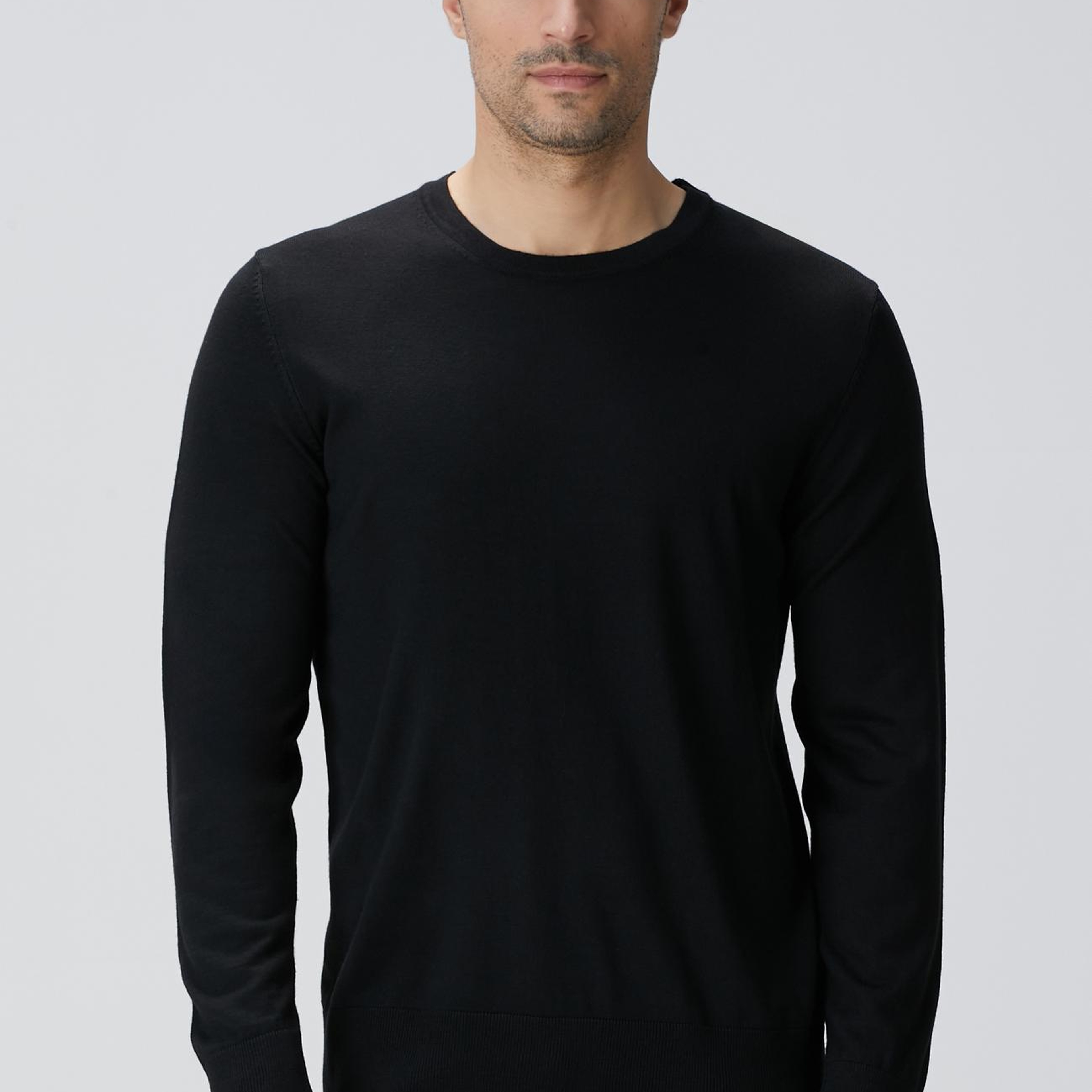 Network Erkek Siyah Yün Karışımlı Triko Kazak