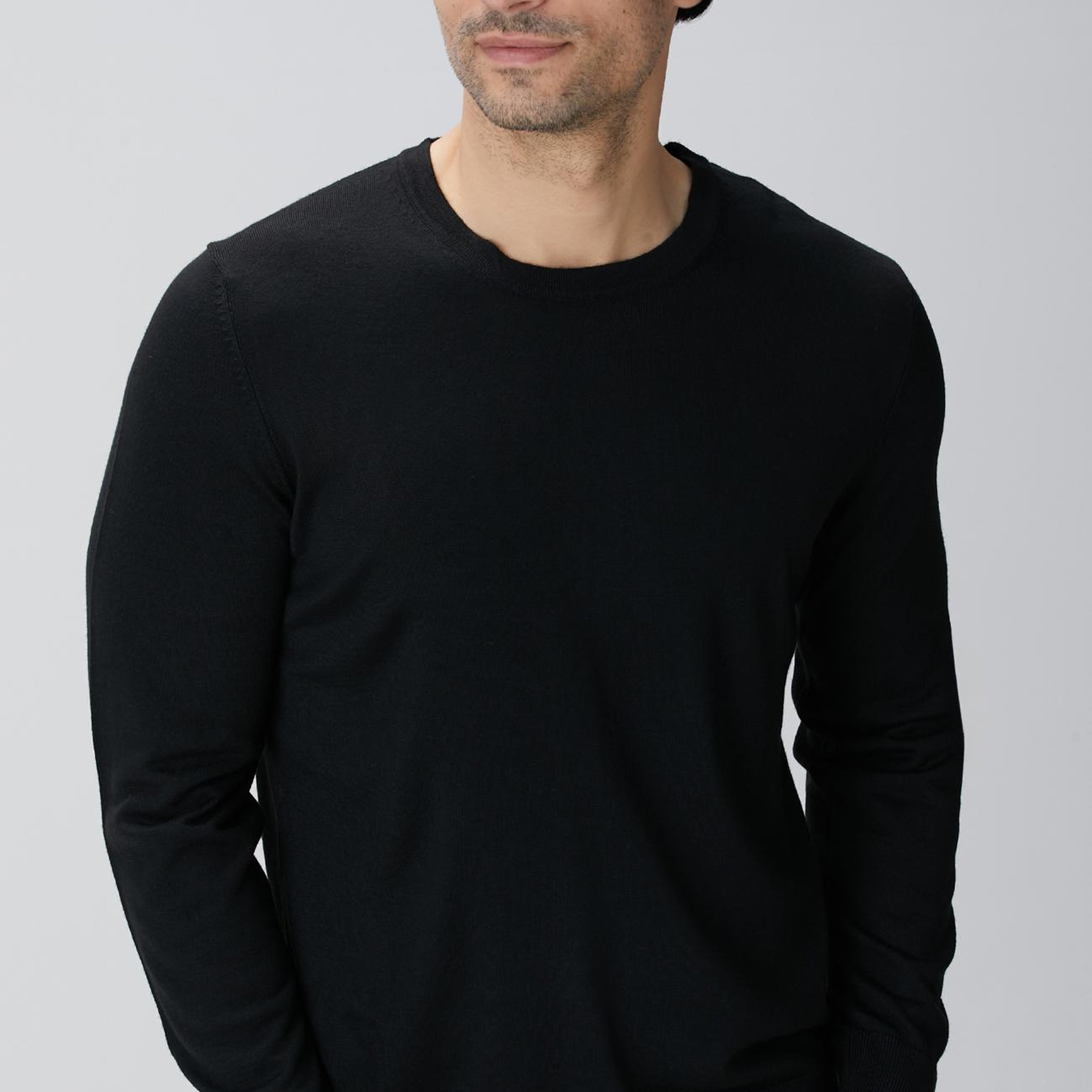 Network Erkek Siyah Yün Karışımlı Triko Kazak