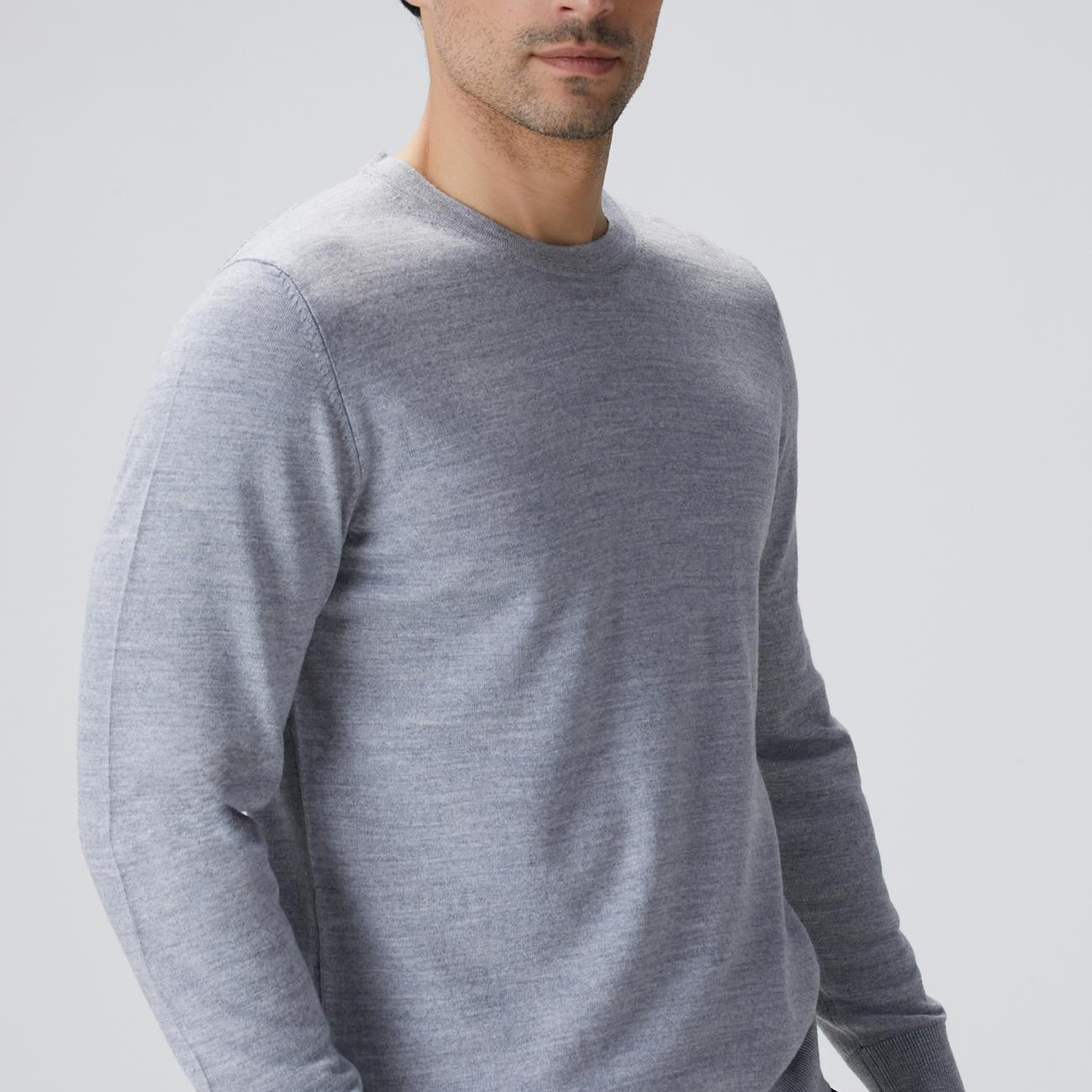 Network Erkek Gri Melanj Yün Karışımlı Triko Kazak