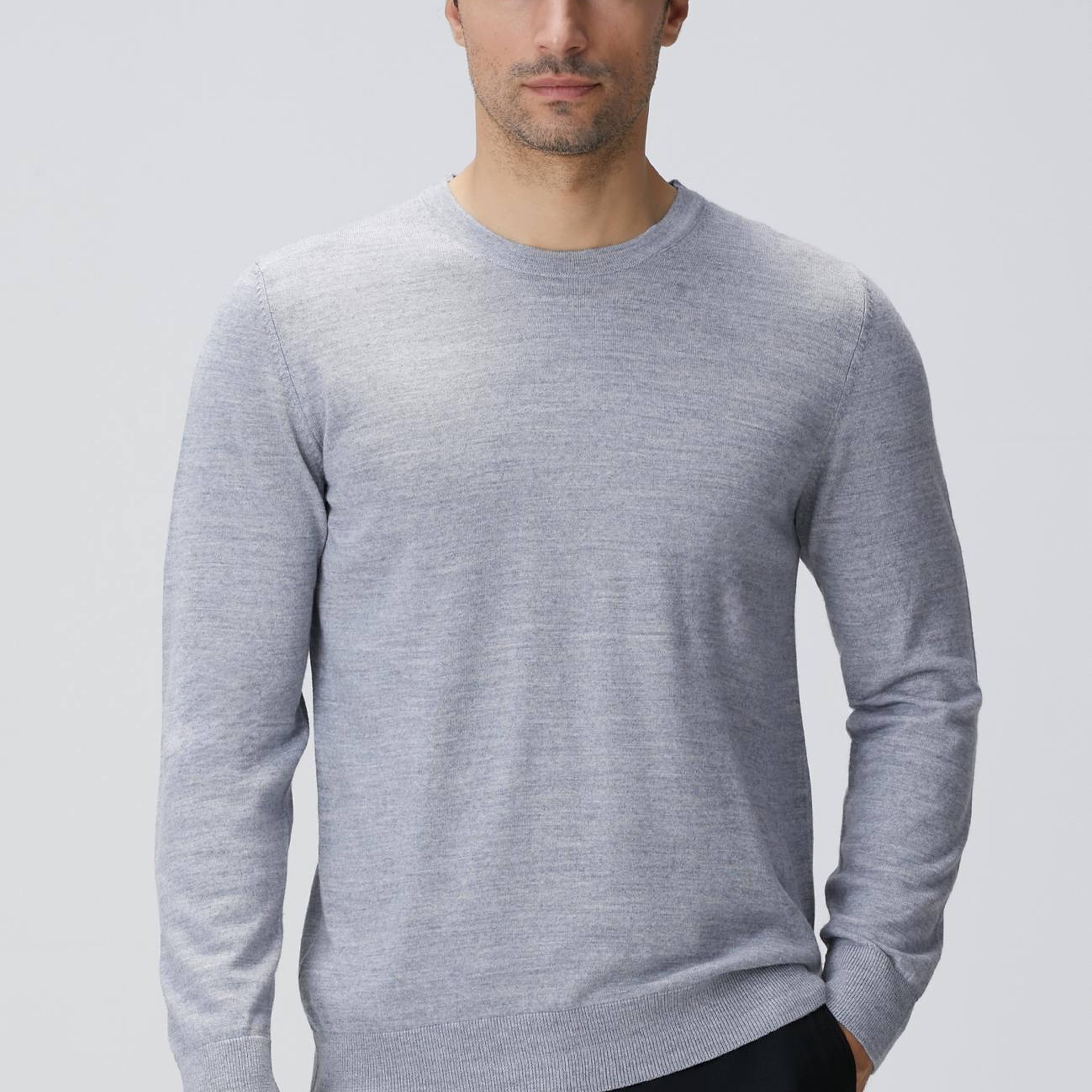 Network Erkek Gri Melanj Yün Karışımlı Triko Kazak