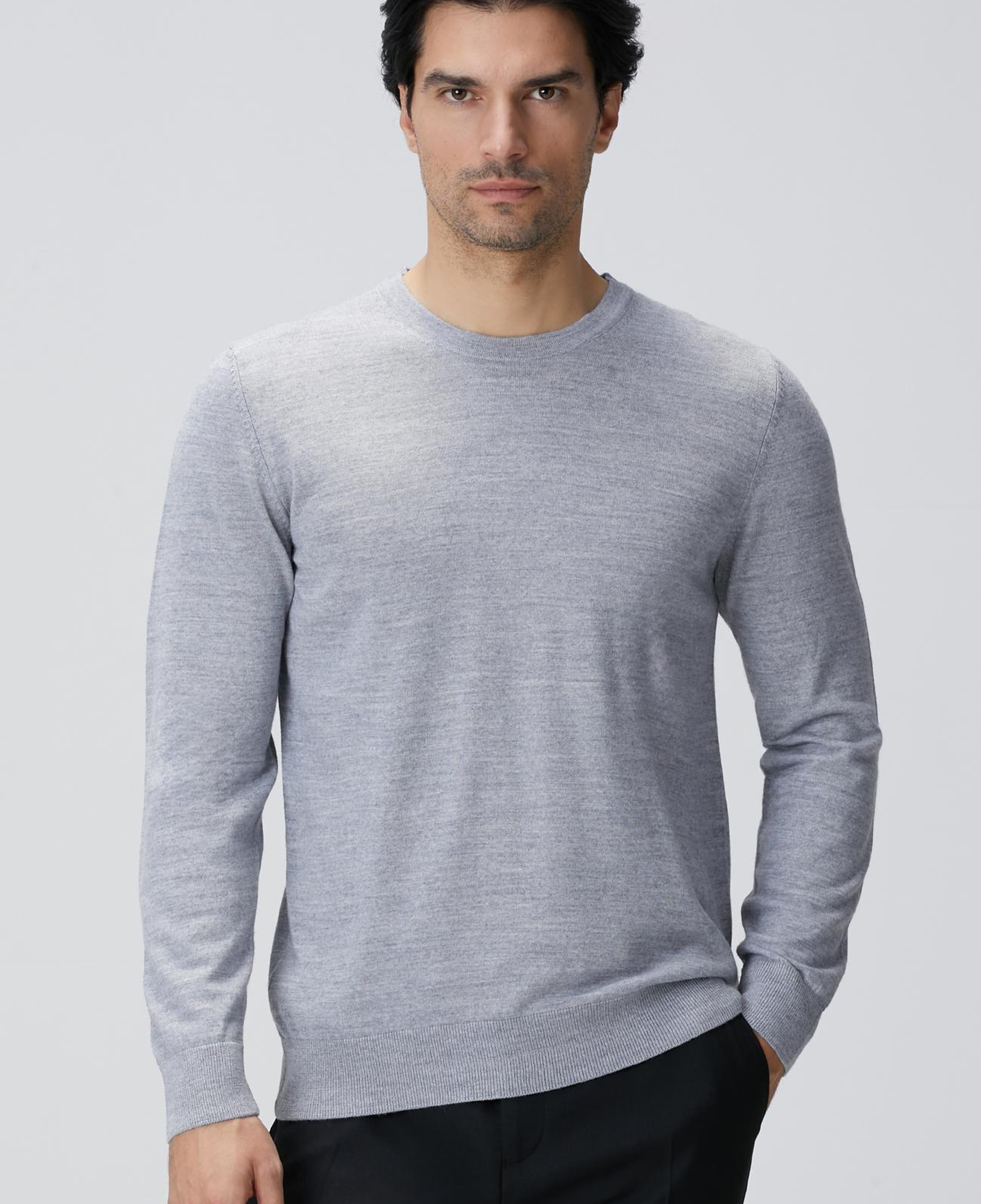 Network Erkek Gri Melanj Yün Karışımlı Triko Kazak