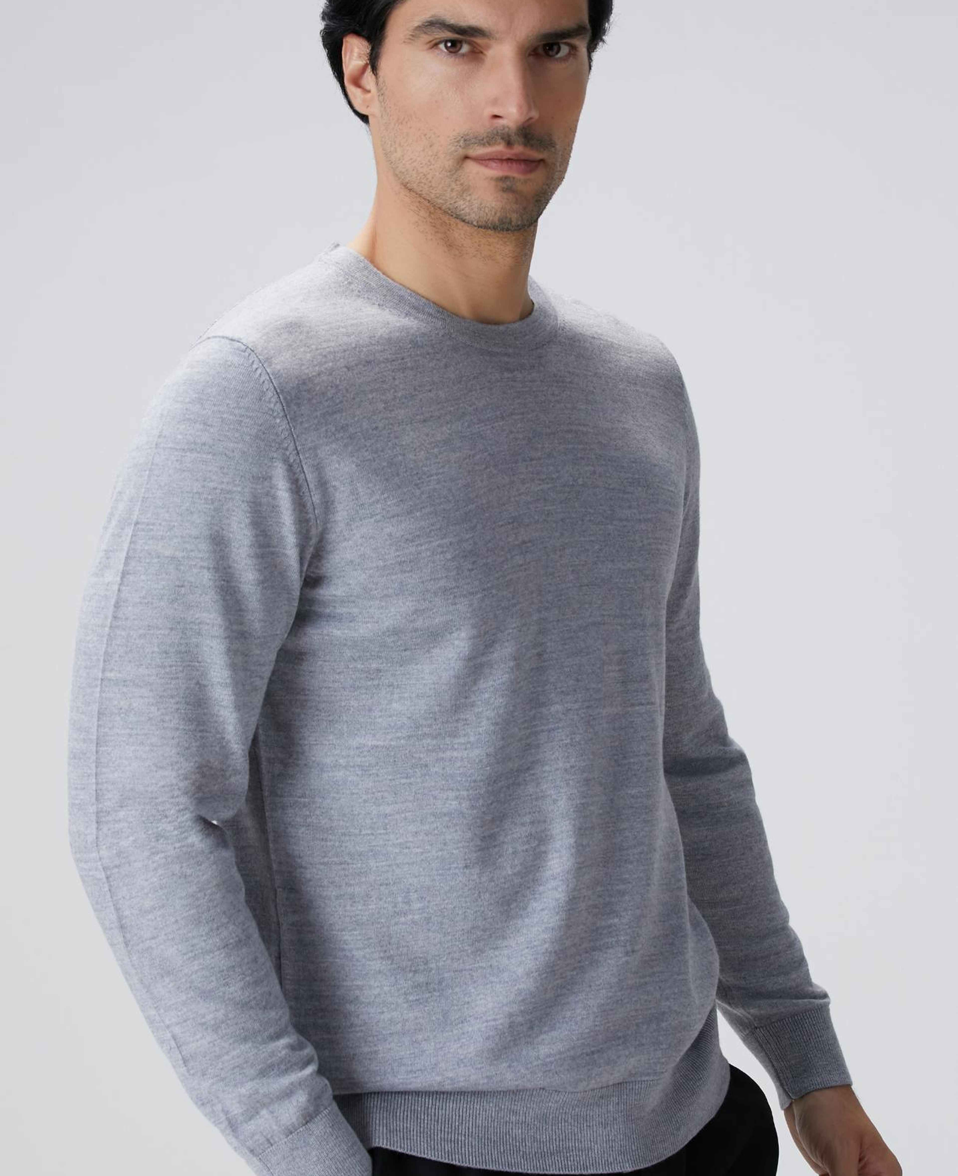 Network Erkek Gri Melanj Yün Karışımlı Triko Kazak