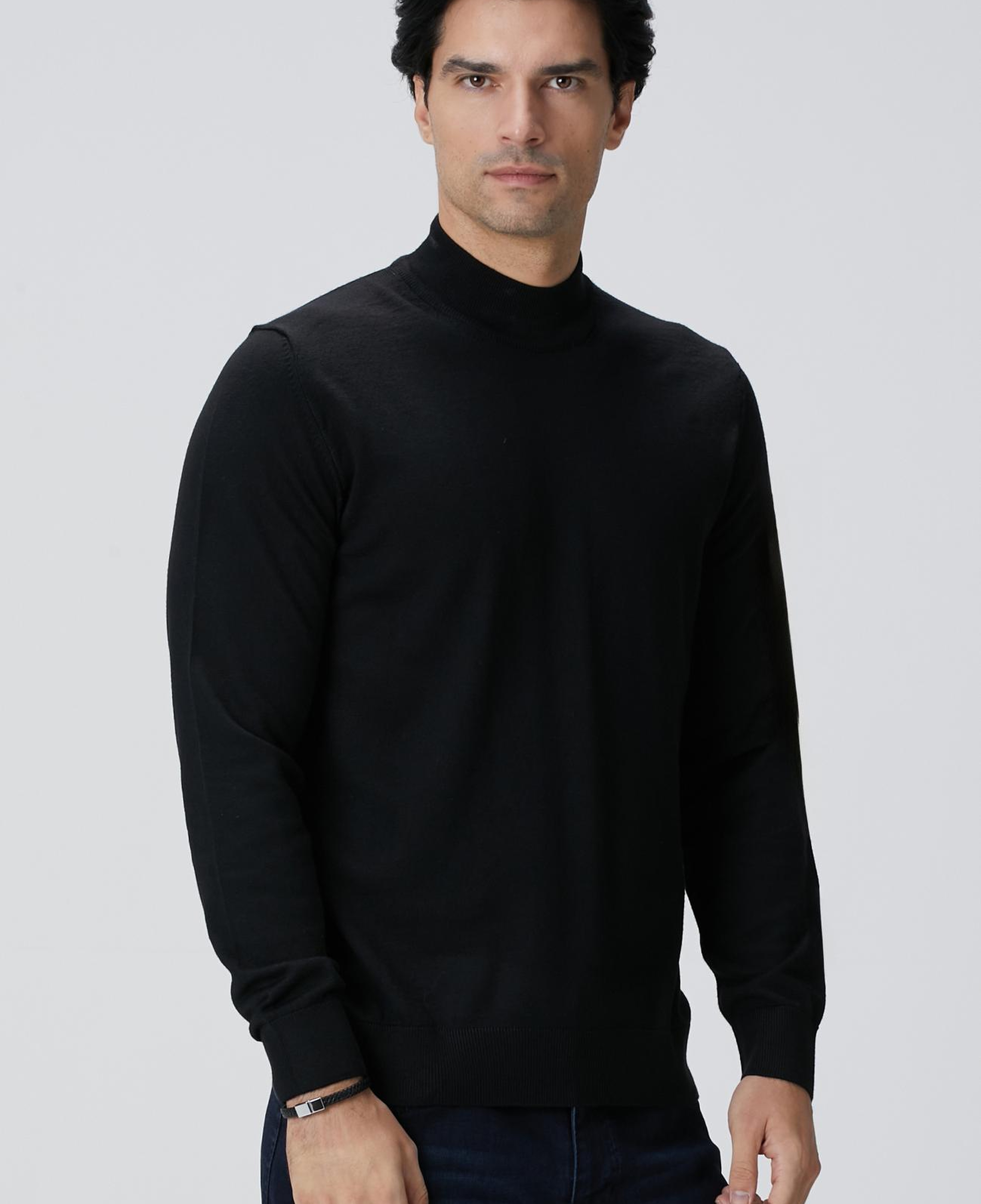 Network Erkek Siyah Yün Karışımlı Kazak