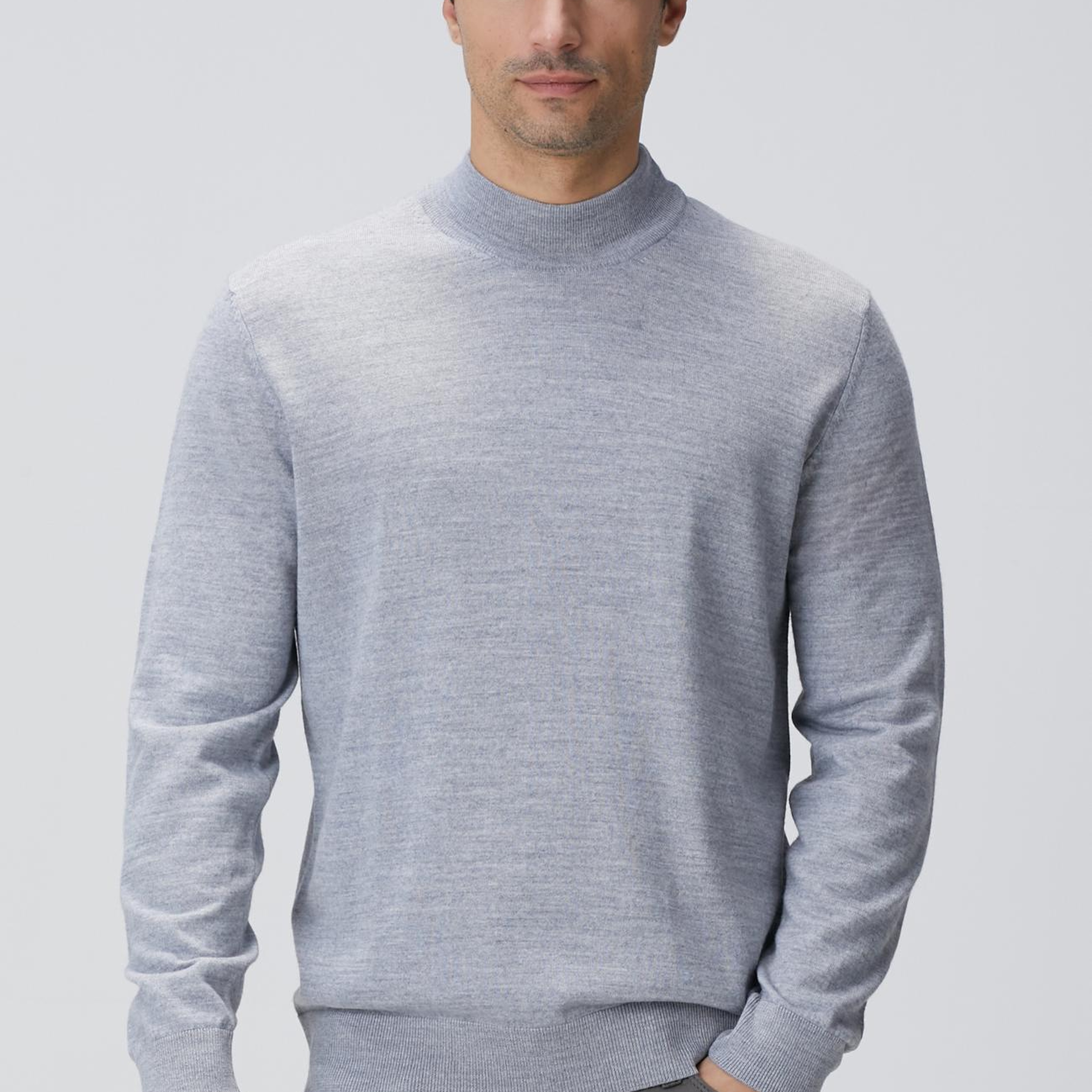 Network Erkek Gri Melanj Yün Karışımlı Kazak