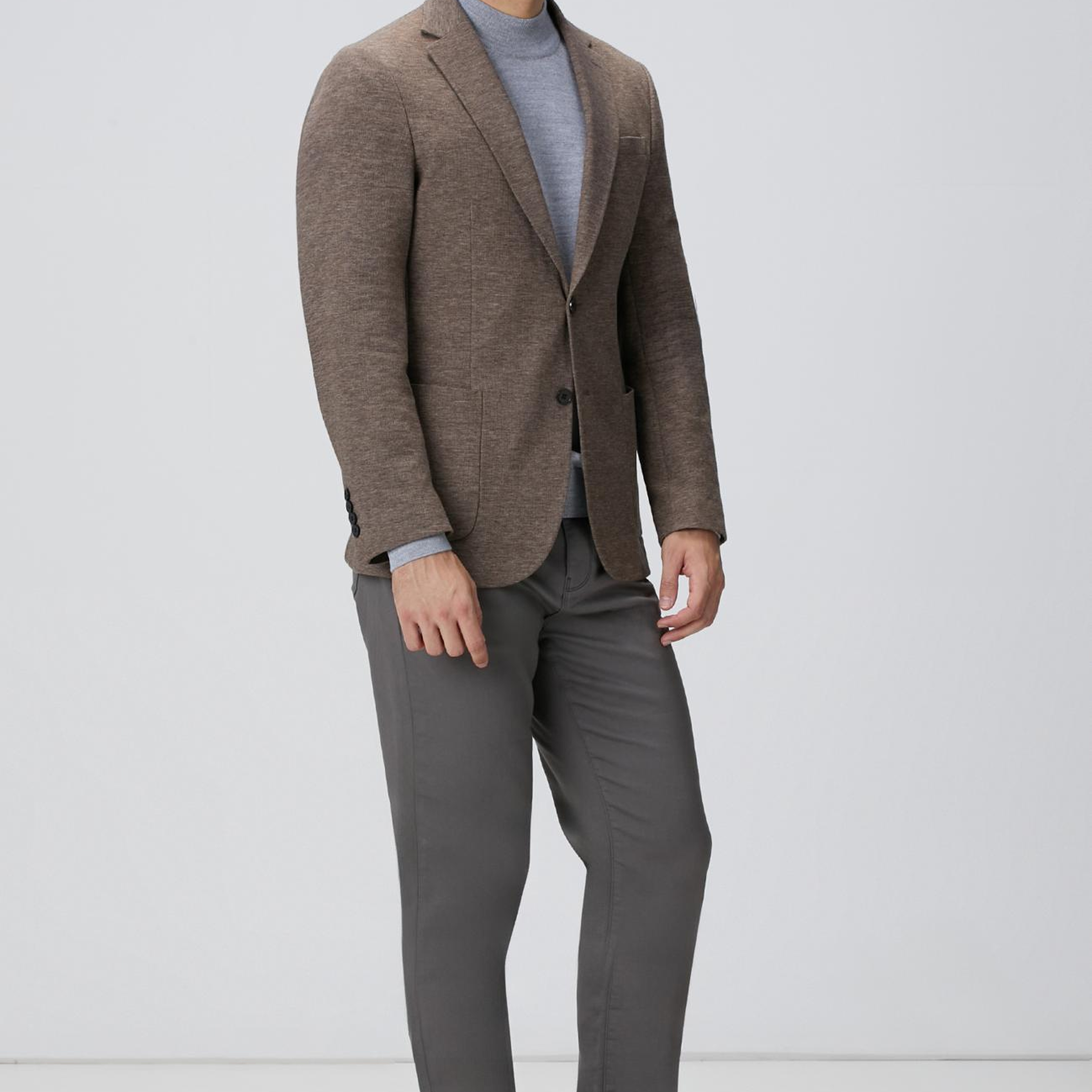 Network Erkek Gri Melanj Yün Karışımlı Kazak