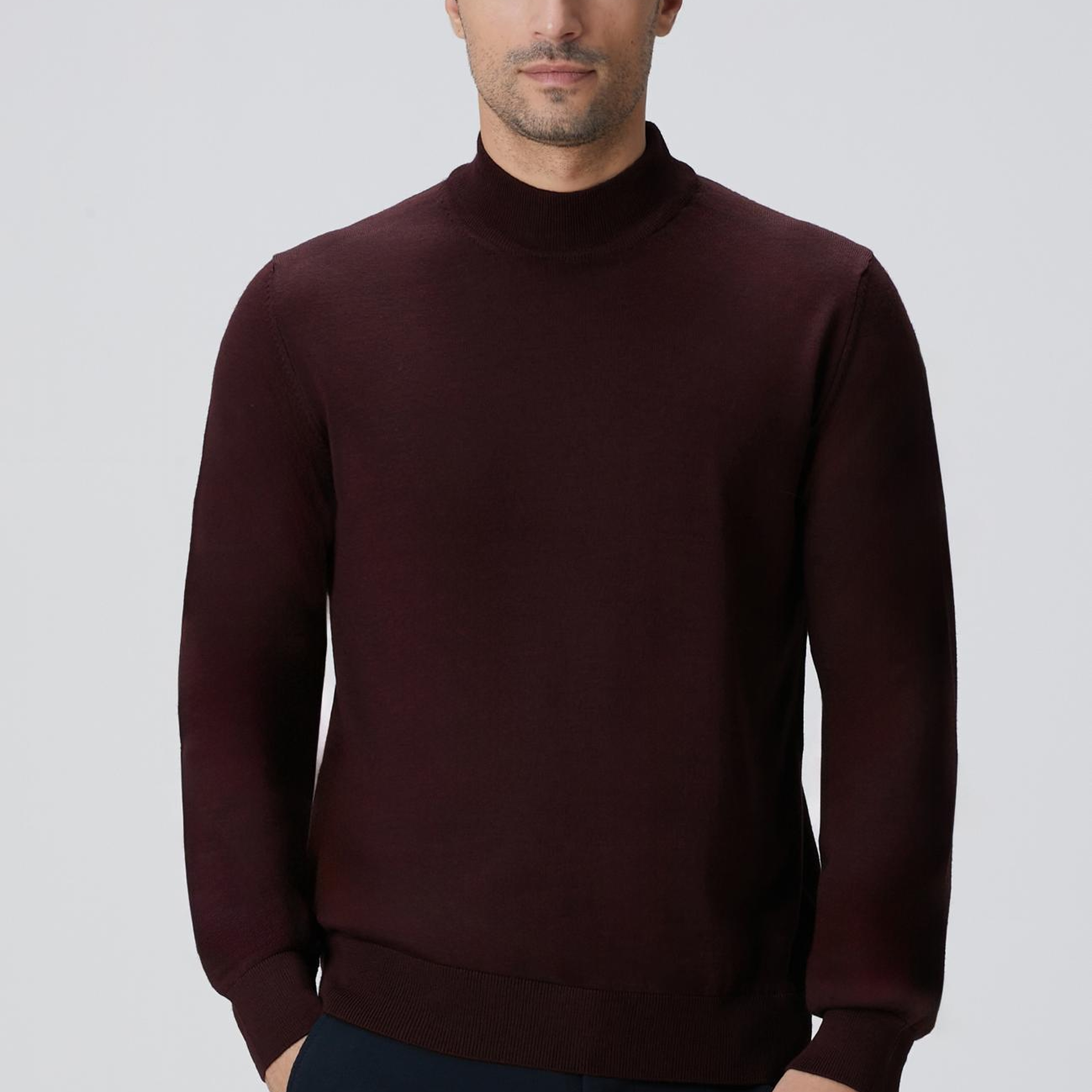 Network Erkek Bordo Yün Karışımlı Kazak