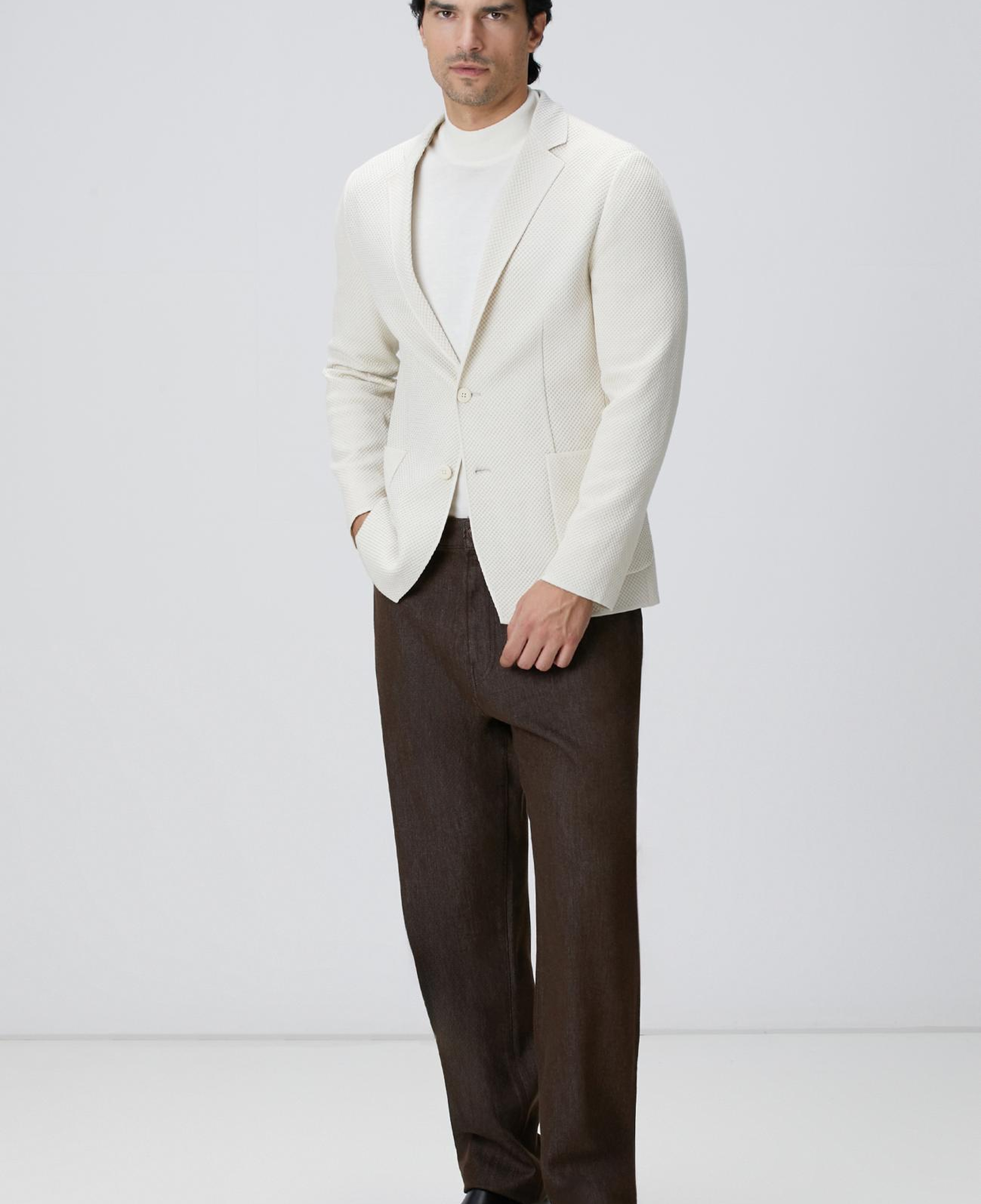 Network Erkek Beyaz Yün Karışımlı Kazak