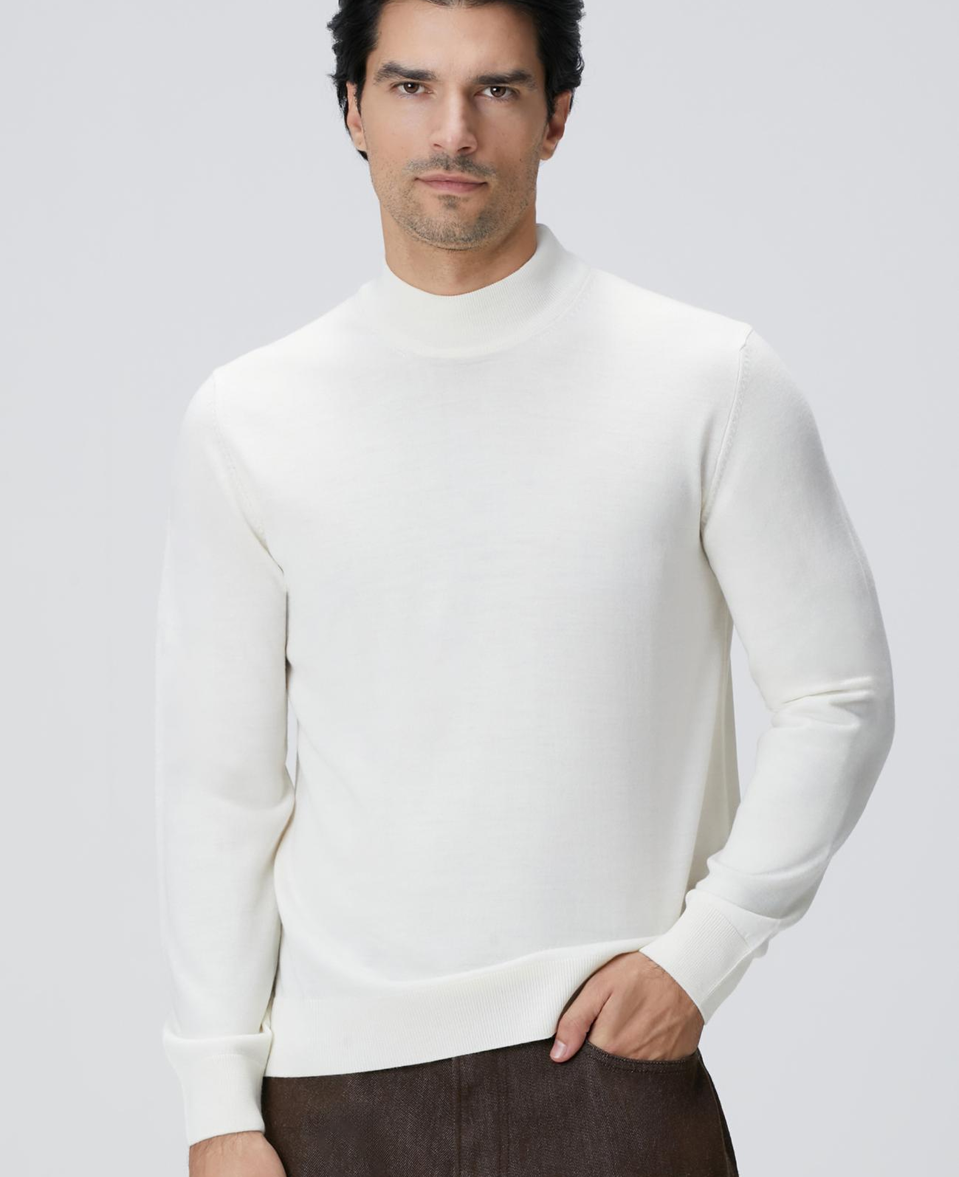 Network Erkek Beyaz Yün Karışımlı Kazak