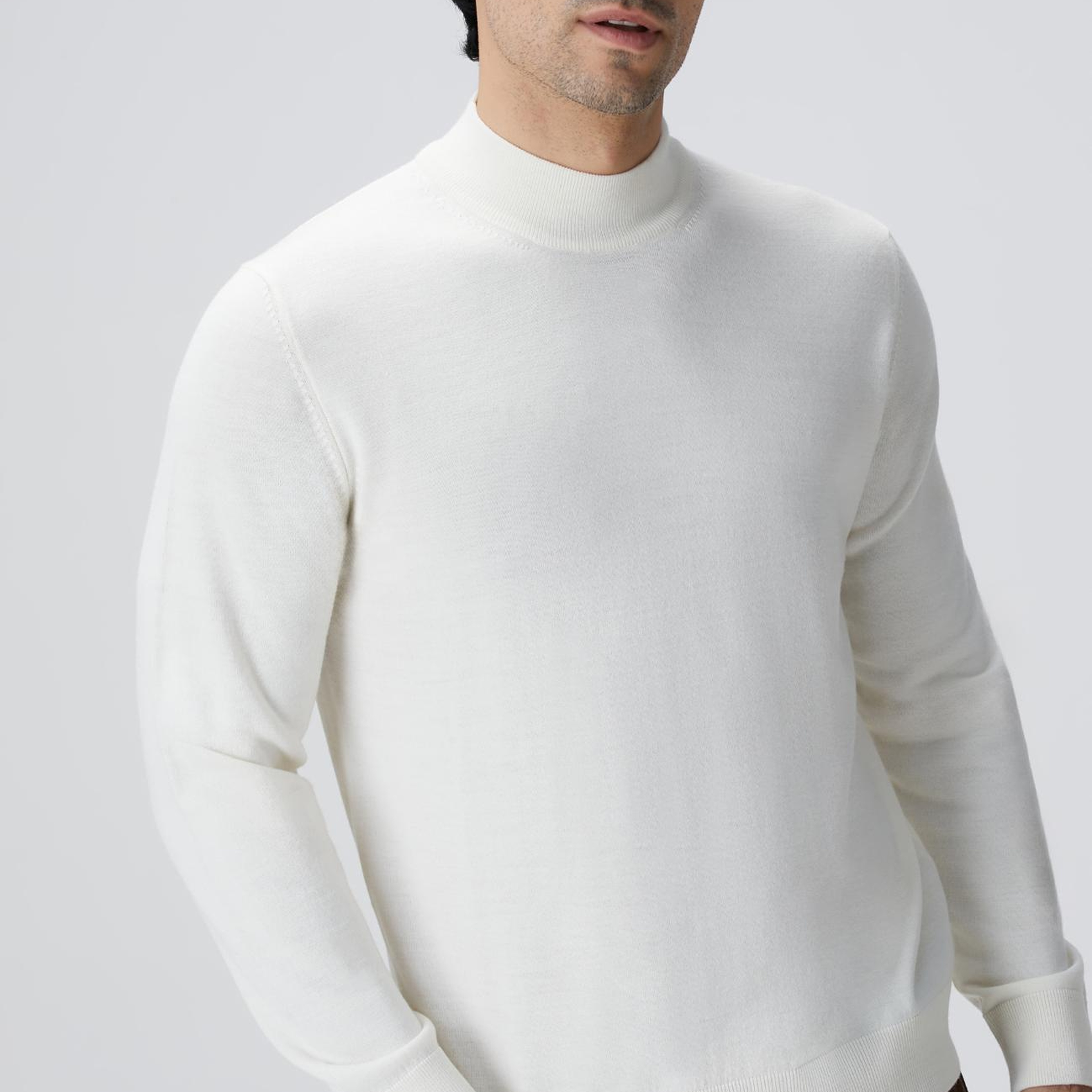 Network Erkek Beyaz Yün Karışımlı Kazak