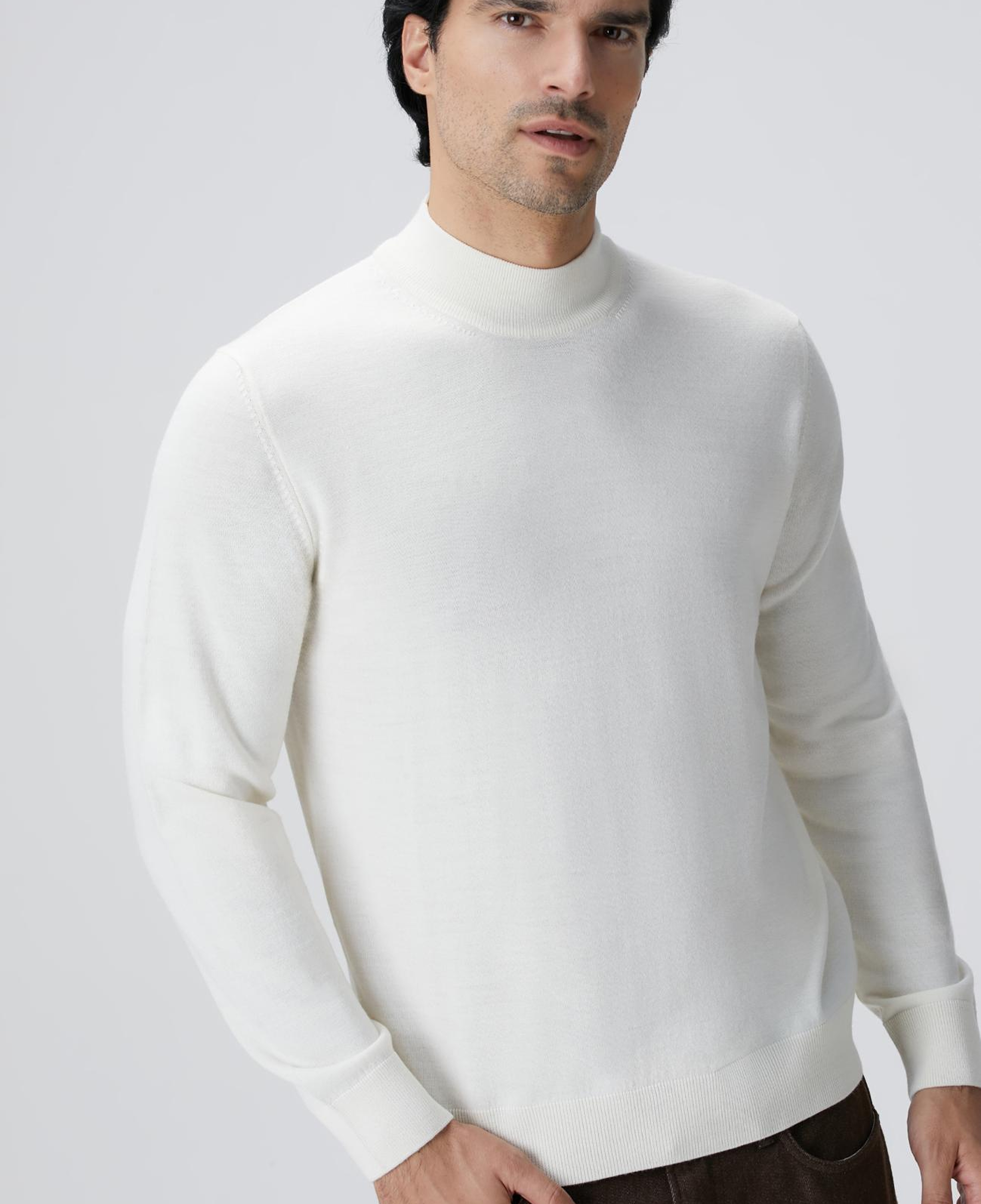 Network Erkek Beyaz Yün Karışımlı Kazak