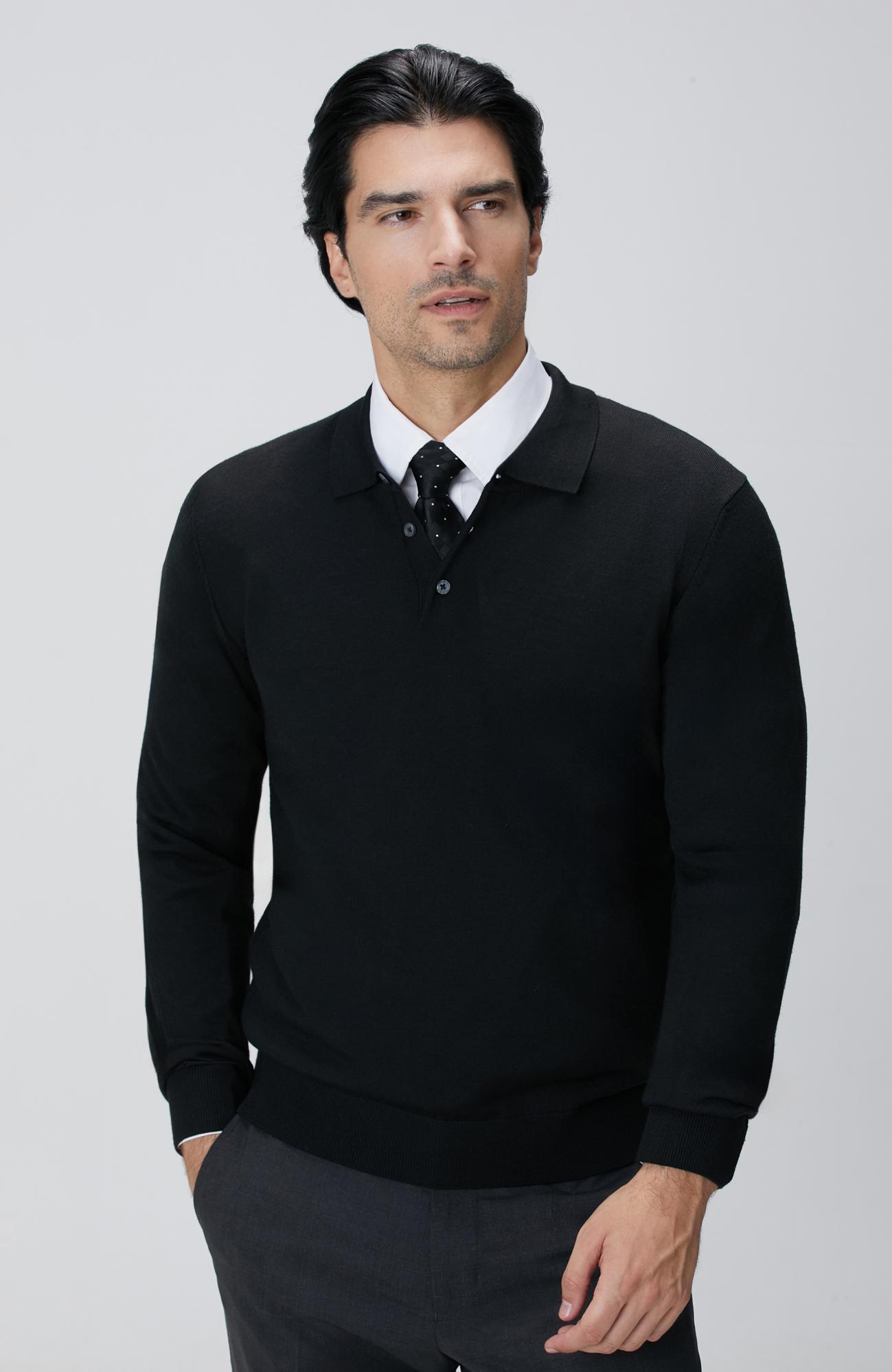 Network Erkek Siyah Yün Karışımlı Triko Kazak